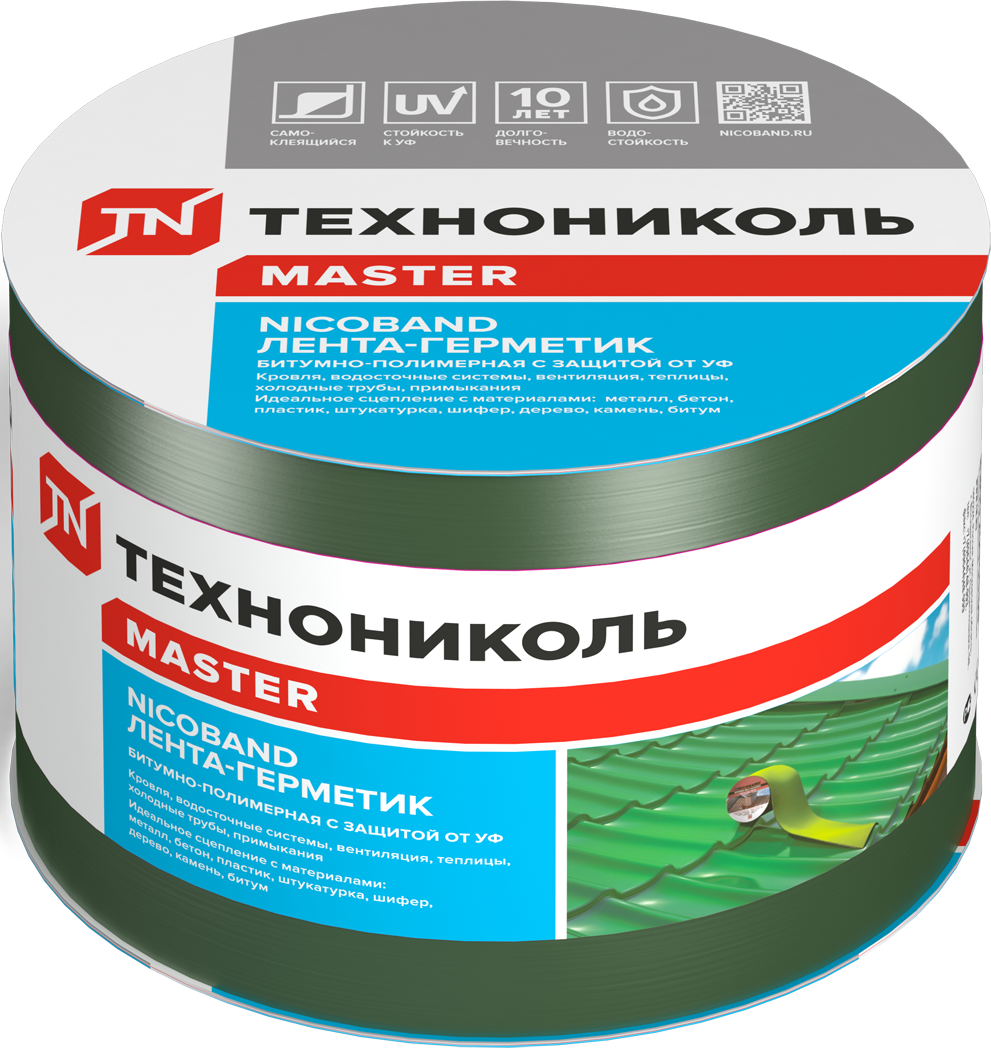 Лента-герметик Никобенд 10x0.1 м цвет зелёный