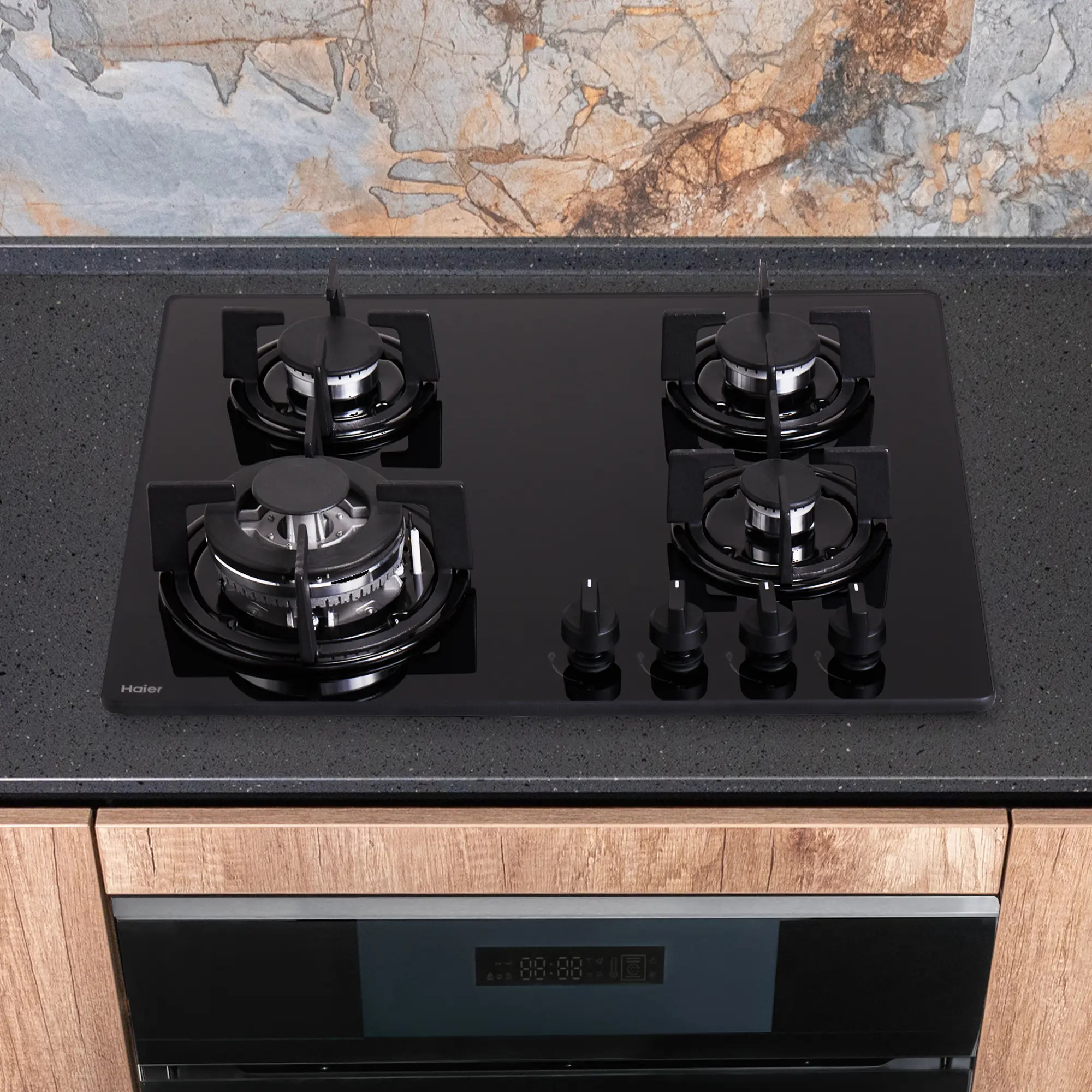 Газовая варочная панель Haier HHX-G64CWB1 58 см 4 конфорки цвет черный - 14