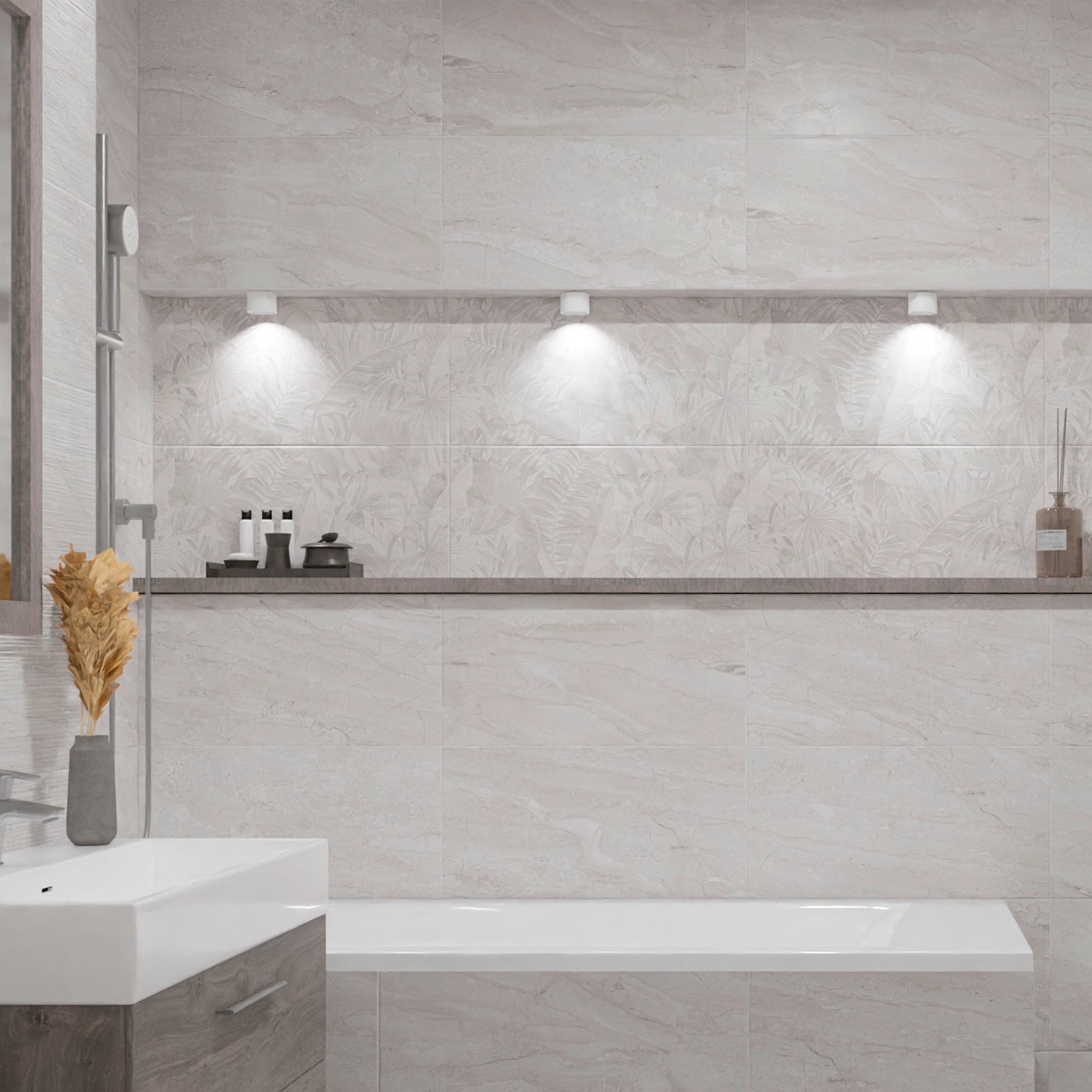 Изображение товара Плитка настенная Azori Portu Antico Perla 31.5x63 см матовая серый для ванной