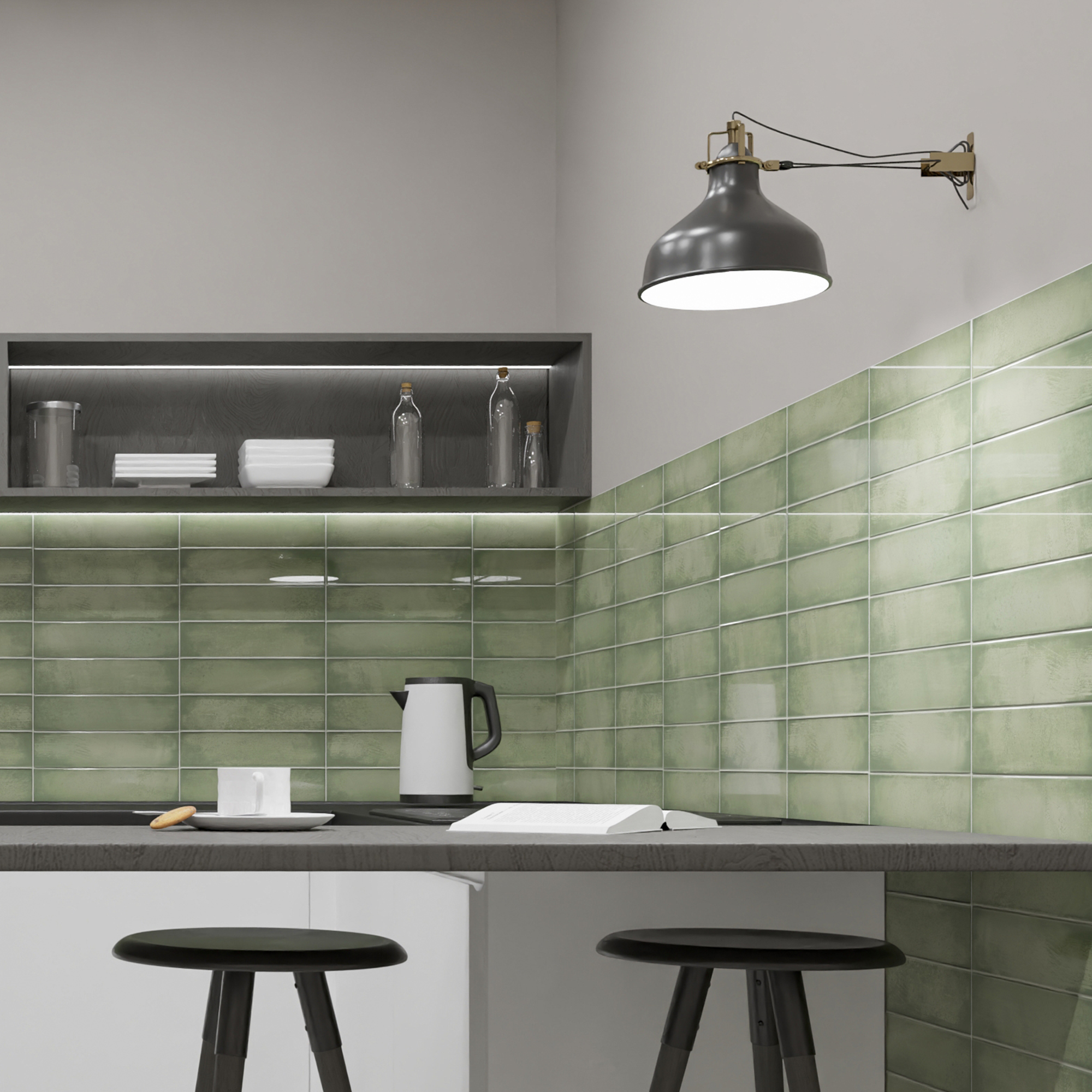 Изображение товара Настенная плитка Azori Cruise Fresh 31.5x63 см зеленая глянцевая