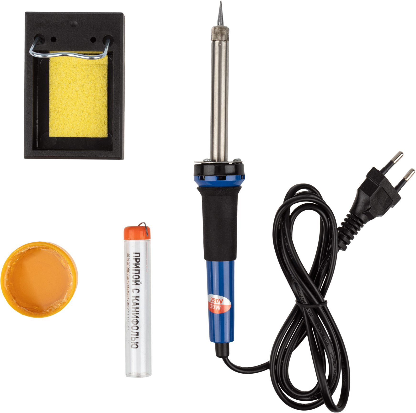 Изображение товара Набор для пайки Rexant №11 30 Вт с припой канифоль и подставкой