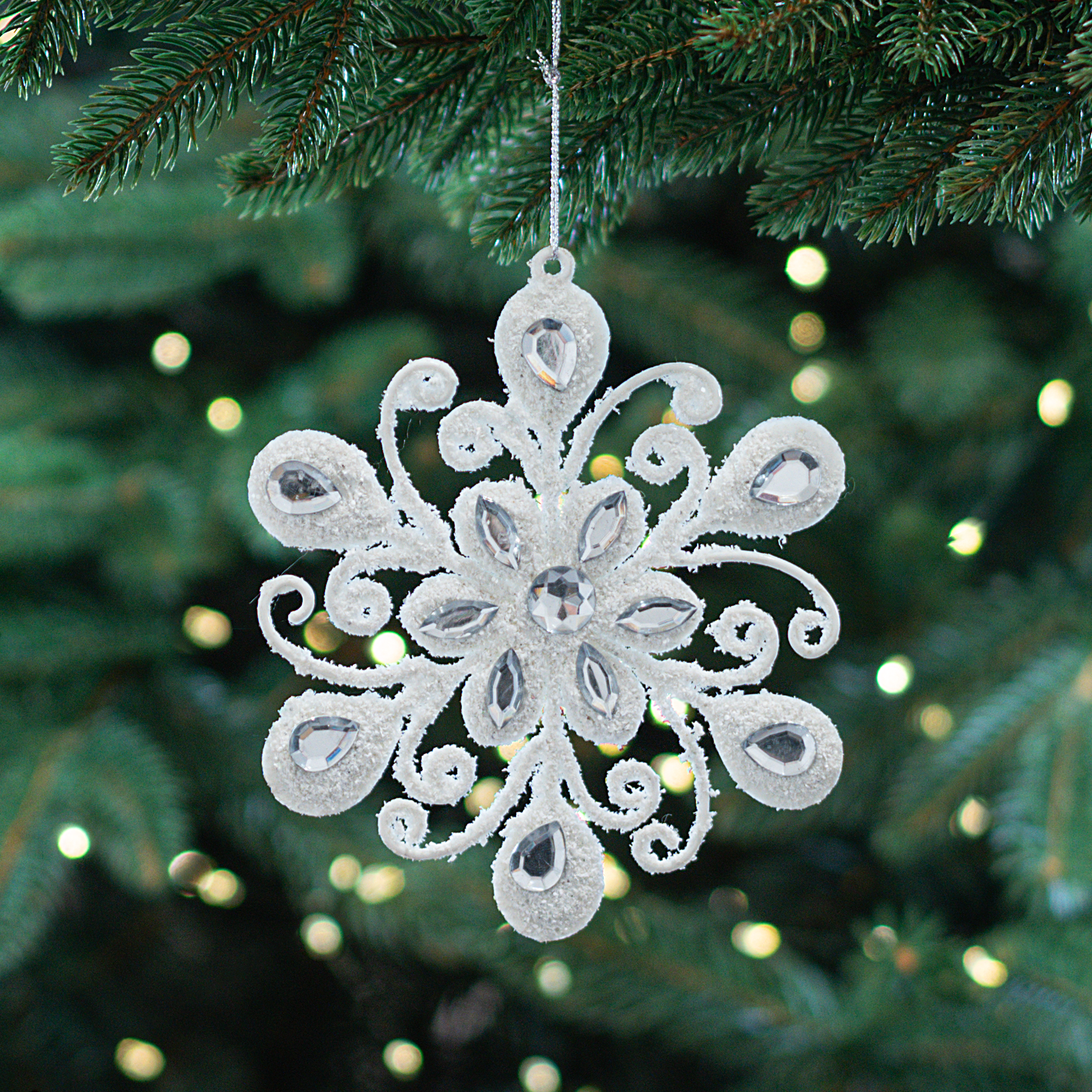 Изображение товара Елочная игрушка Цветок 15x15 цвет белый