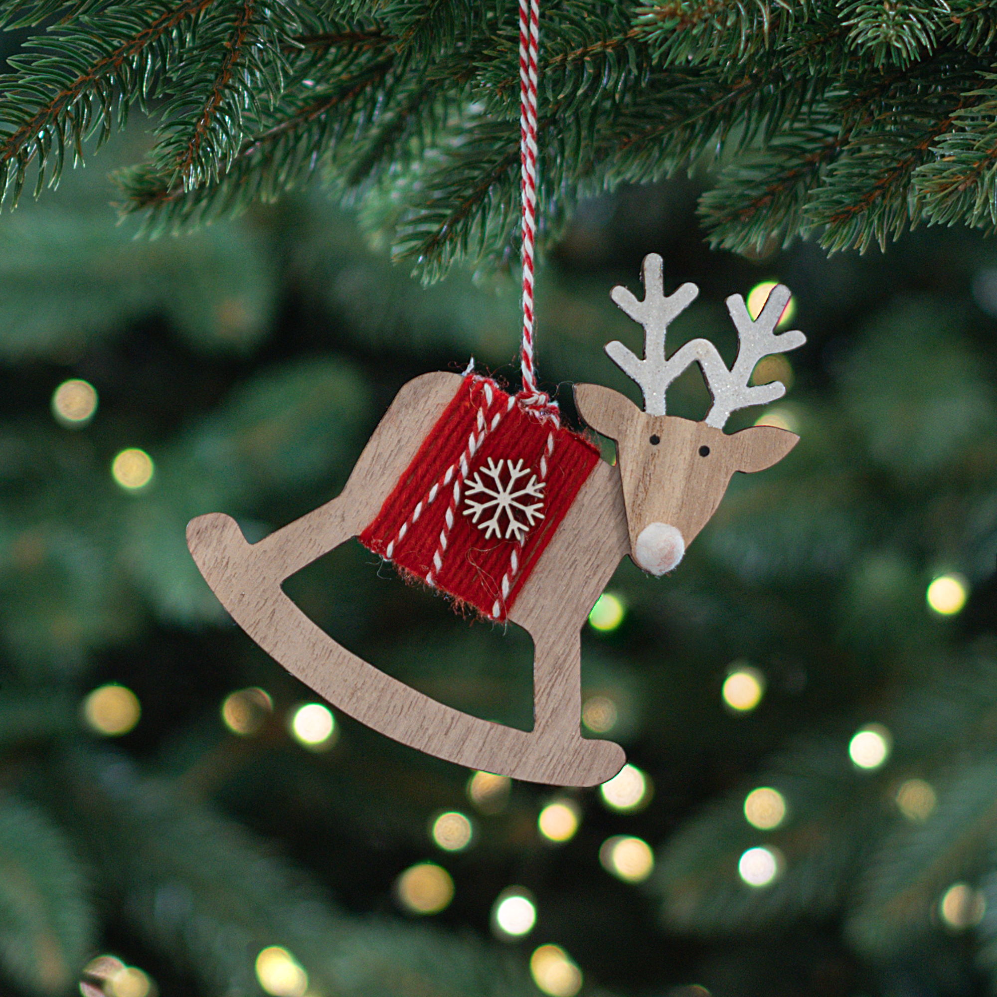 Изображение товара Елочная игрушка Олень 11x10 цвет красный