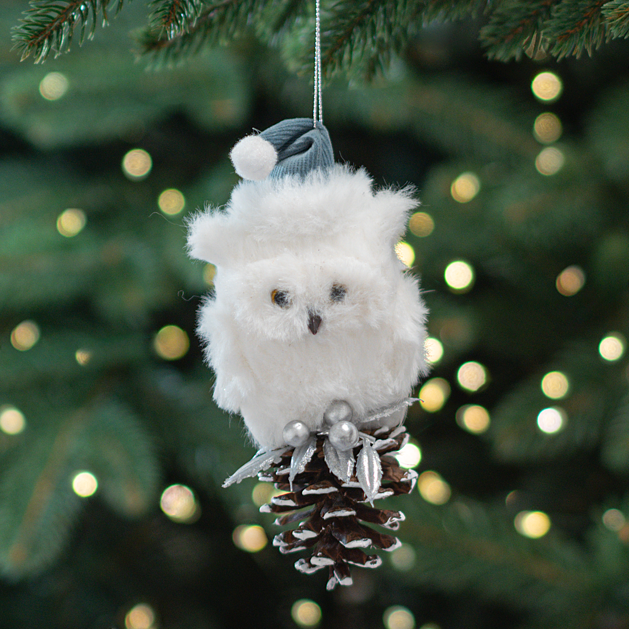 Изображение товара Декоративное подвесное украшение Совушка 15x7.5 см белый