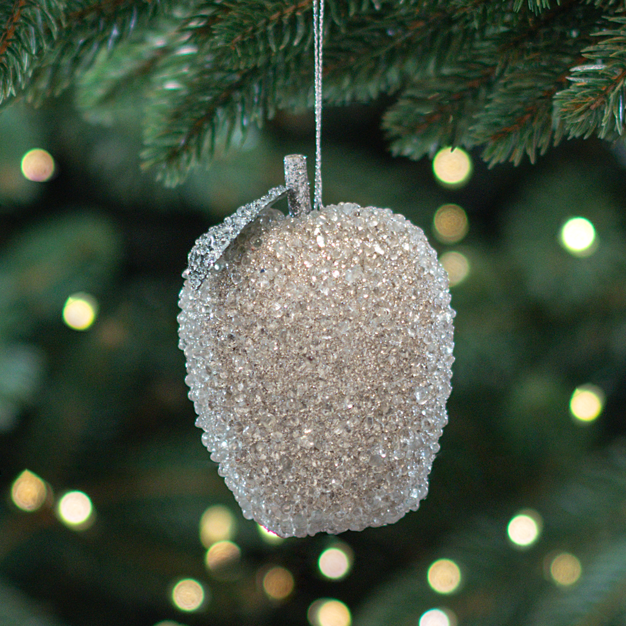 Изображение товара Декоративное подвесное украшение Яблочко 8x7 см бежевое