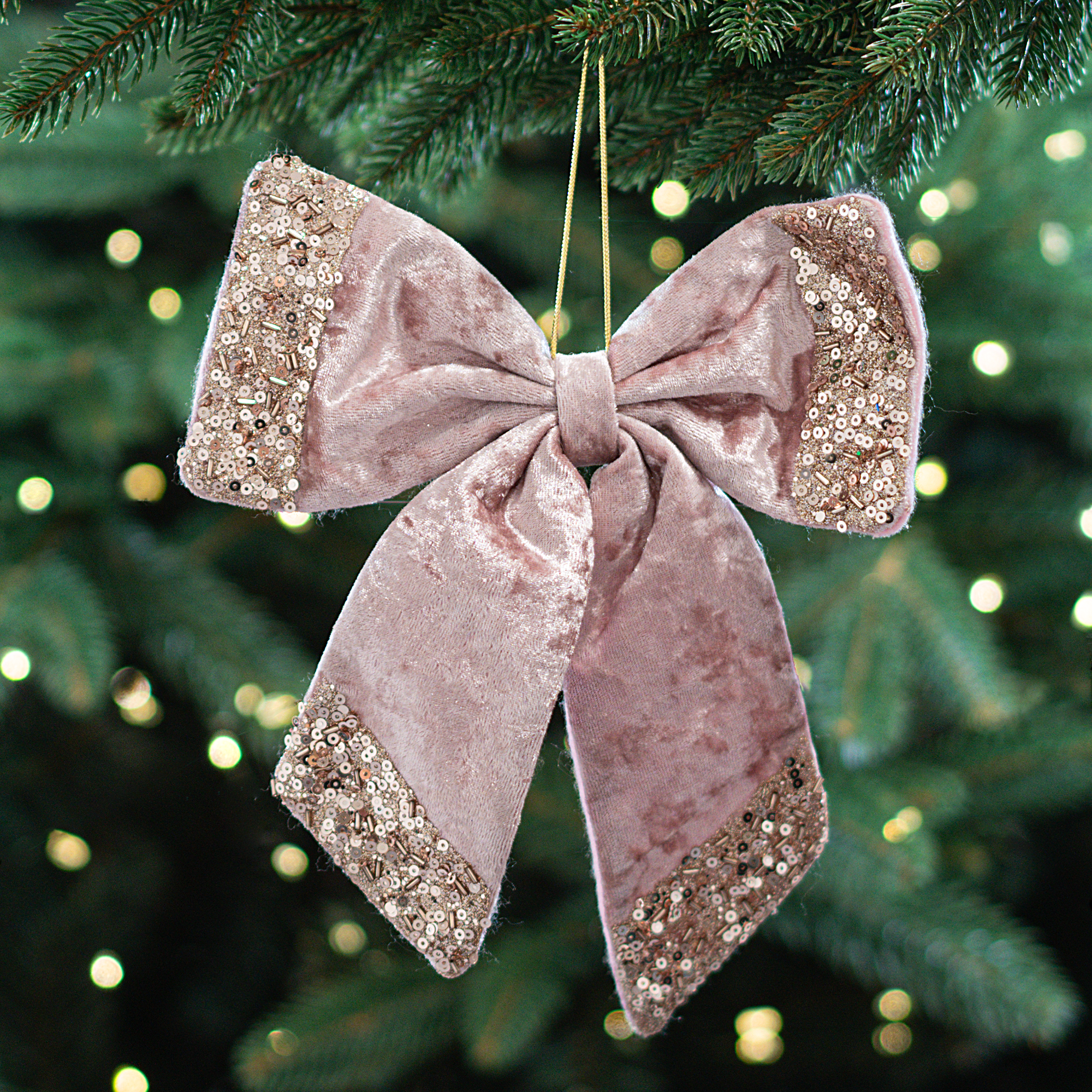 Изображение товара Декоративный бант 22x20 см розовый для новогоднего декора