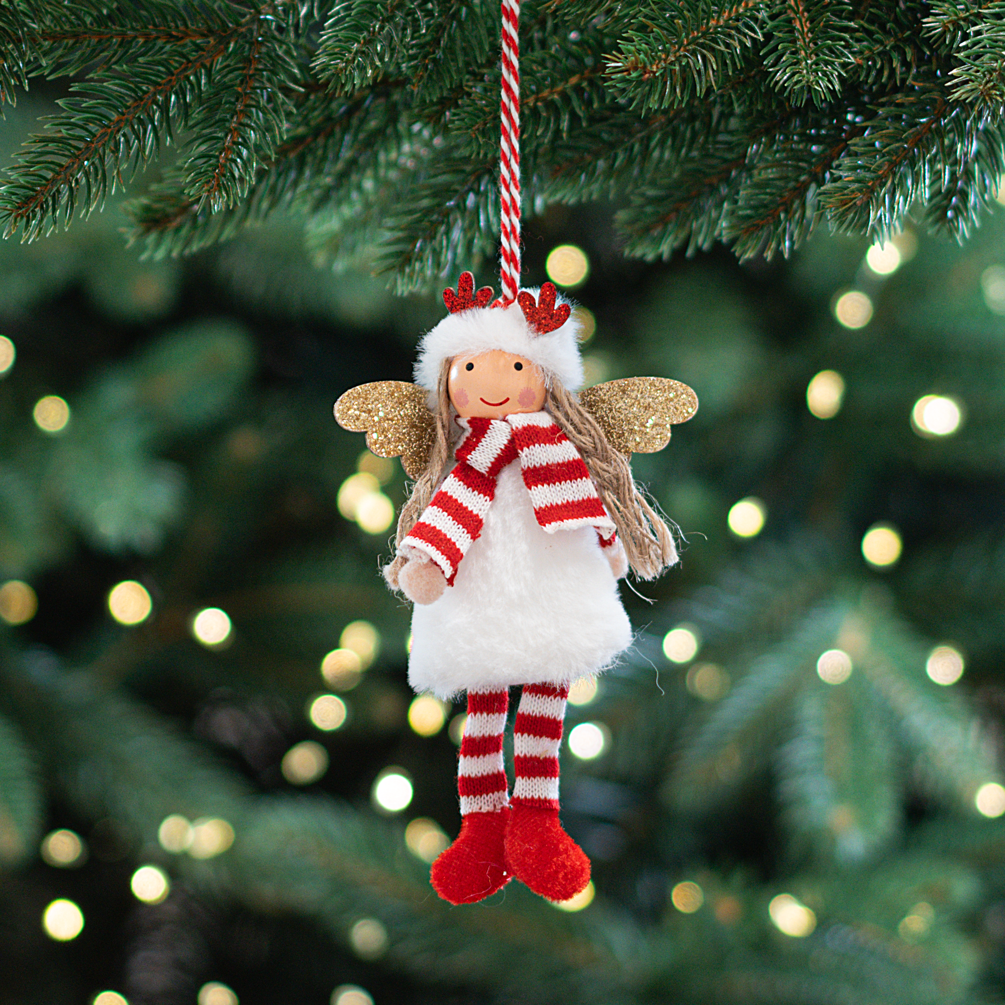 Изображение товара Елочная игрушка Девочка 14x9 цвет красный новогодний декор для елки