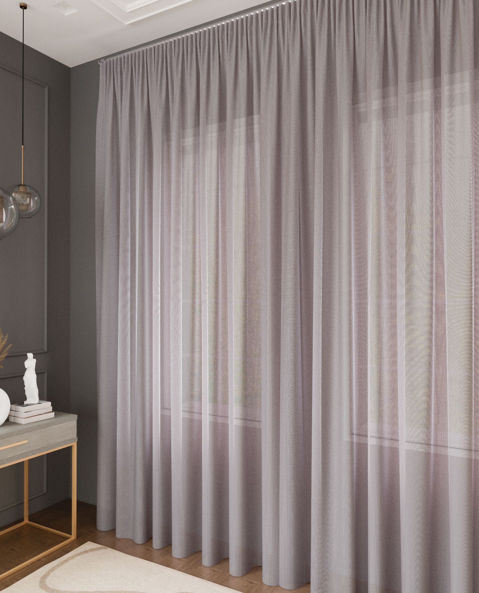 Изображение товара Тюль на ленте Елочка 300x280 см цвет розовый