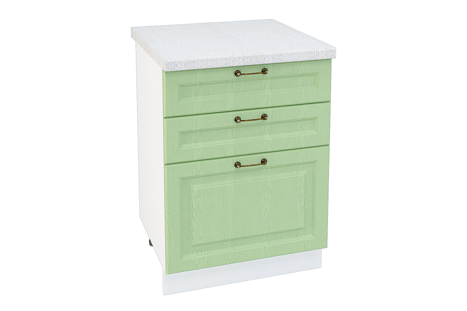 Изображение товара Напольный шкаф Франция с ящиками 60x81.60x47.80 см фасад светло-зеленый МДФ каркас белый ЛДСП Kameol УТ000507608