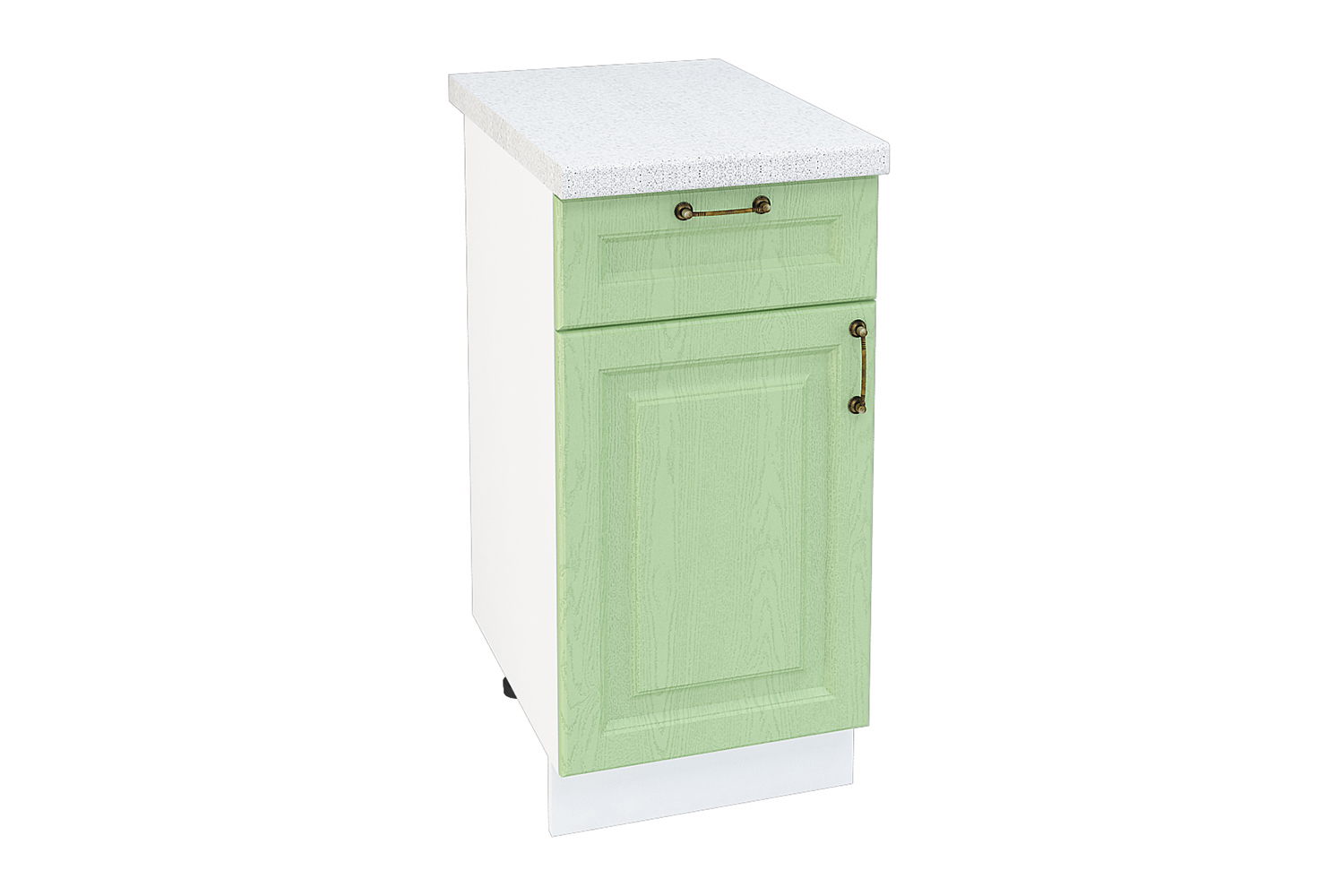 Изображение товара Напольный шкаф Франция с ящиком 40x81.60x47.80 см фасад светло-зеленый МДФ каркас белый ЛДСП Kameol