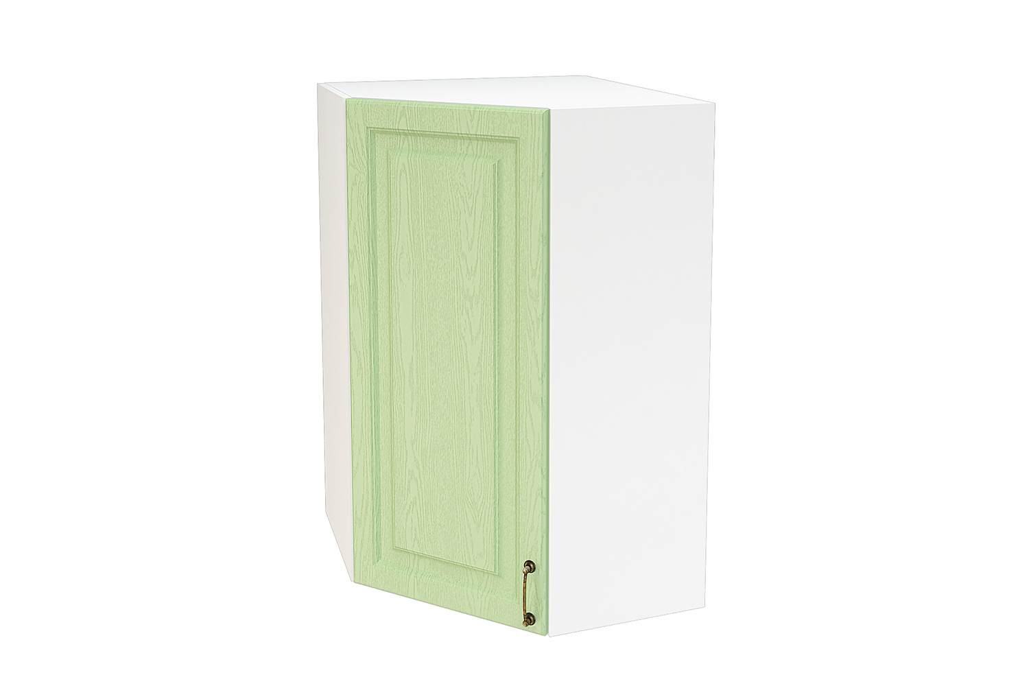 Изображение товара Угловой навесной шкаф KAMEOL Франция Белый с МДФ фасадами и зеленым оформлением