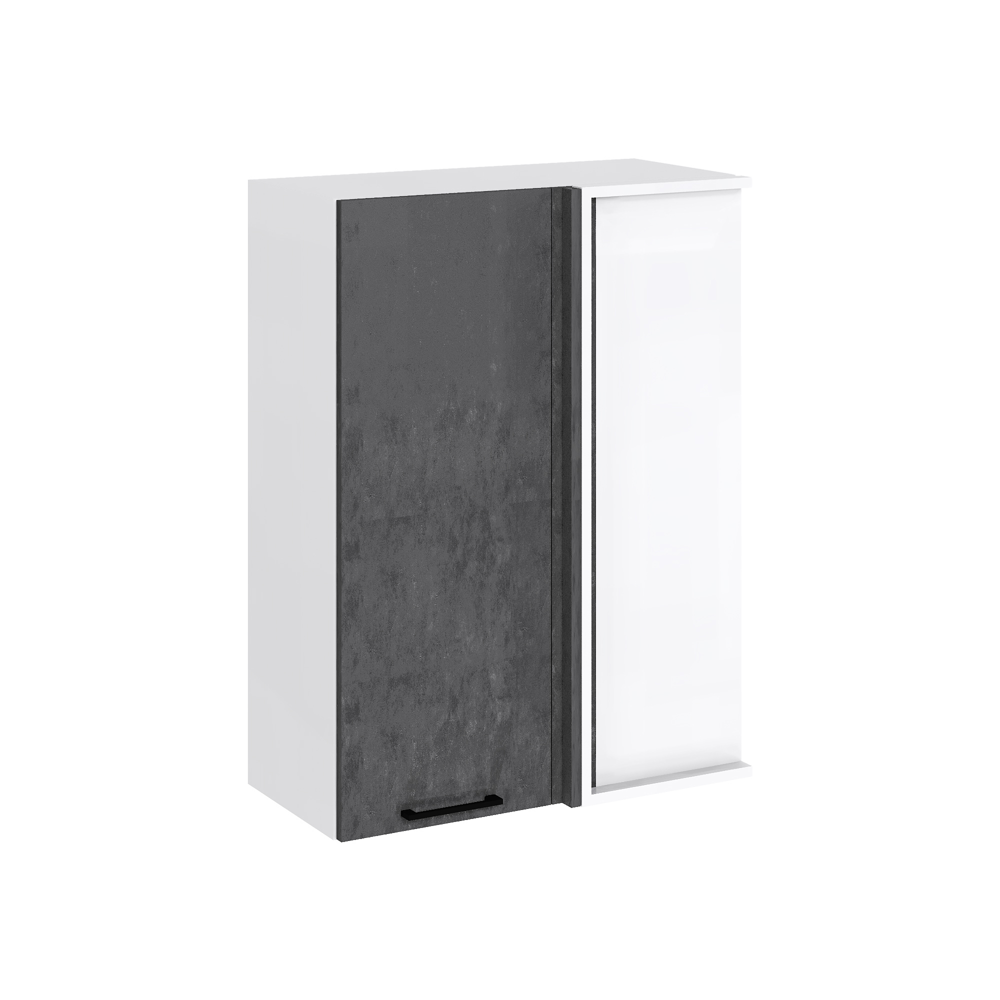 Изображение товара Угловой навесной шкаф Азазель 70x92x34.50 см фасад бетон ЛДСП каркас белый ЛДСП Kameol
