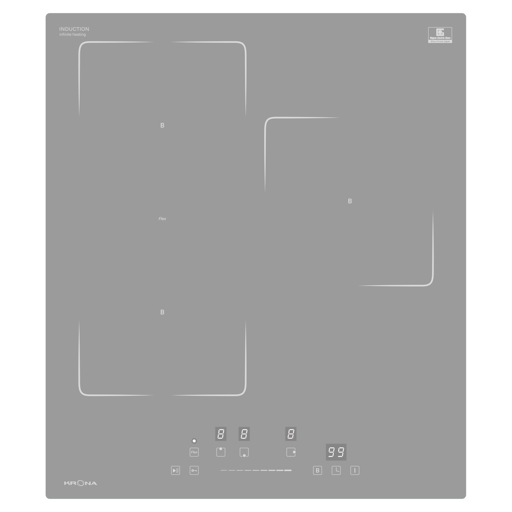 Изображение товара Индукционная варочная панель Krona MYSTERIUM max ih 45 GR 45 см 3 конфорки цвет графит