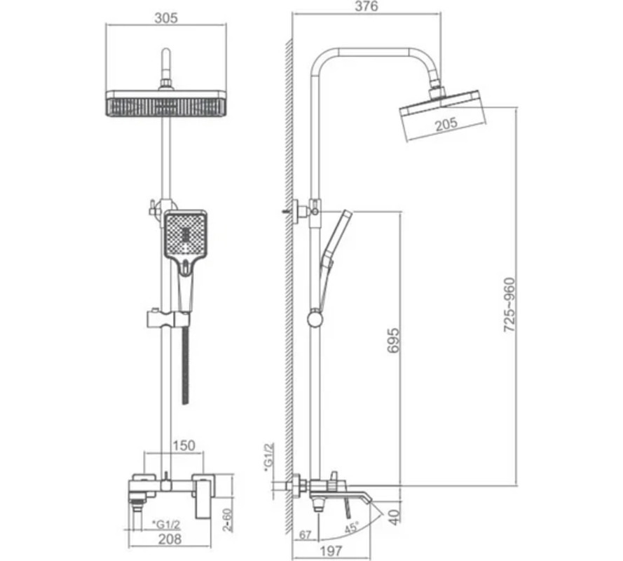 Изображение товара Душевая стойка Haiba Hb24575-8 3 режимная цвет белый