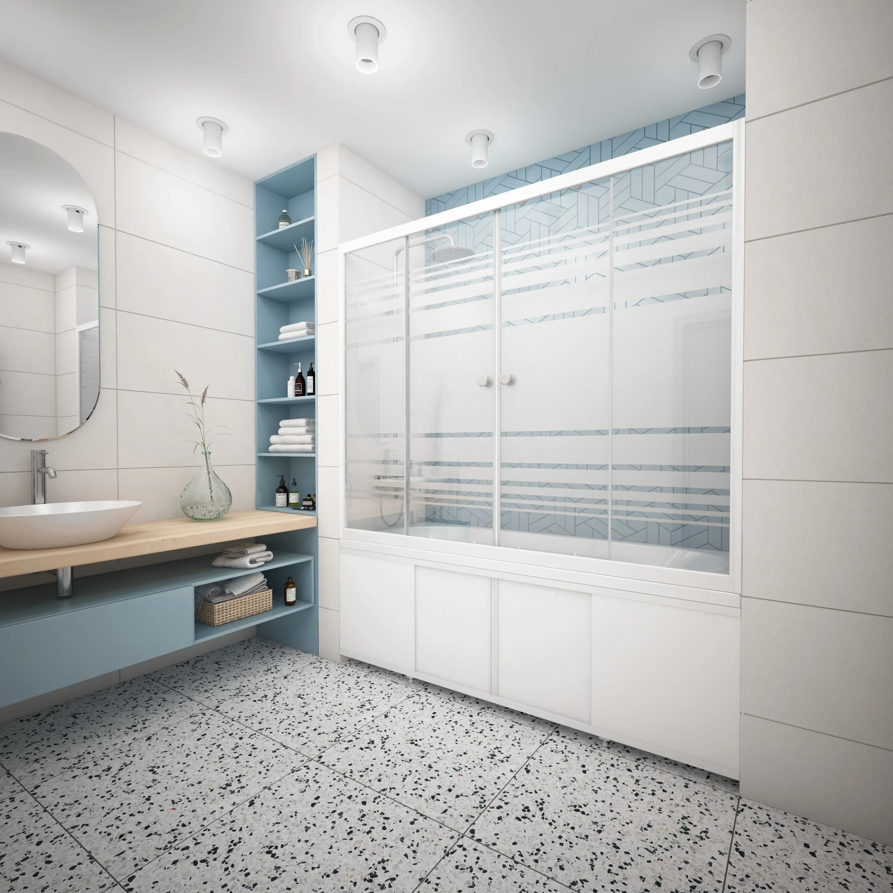 Ширма на ванну Метакам раздвижная 170x140 см матовое стекло профиль белый