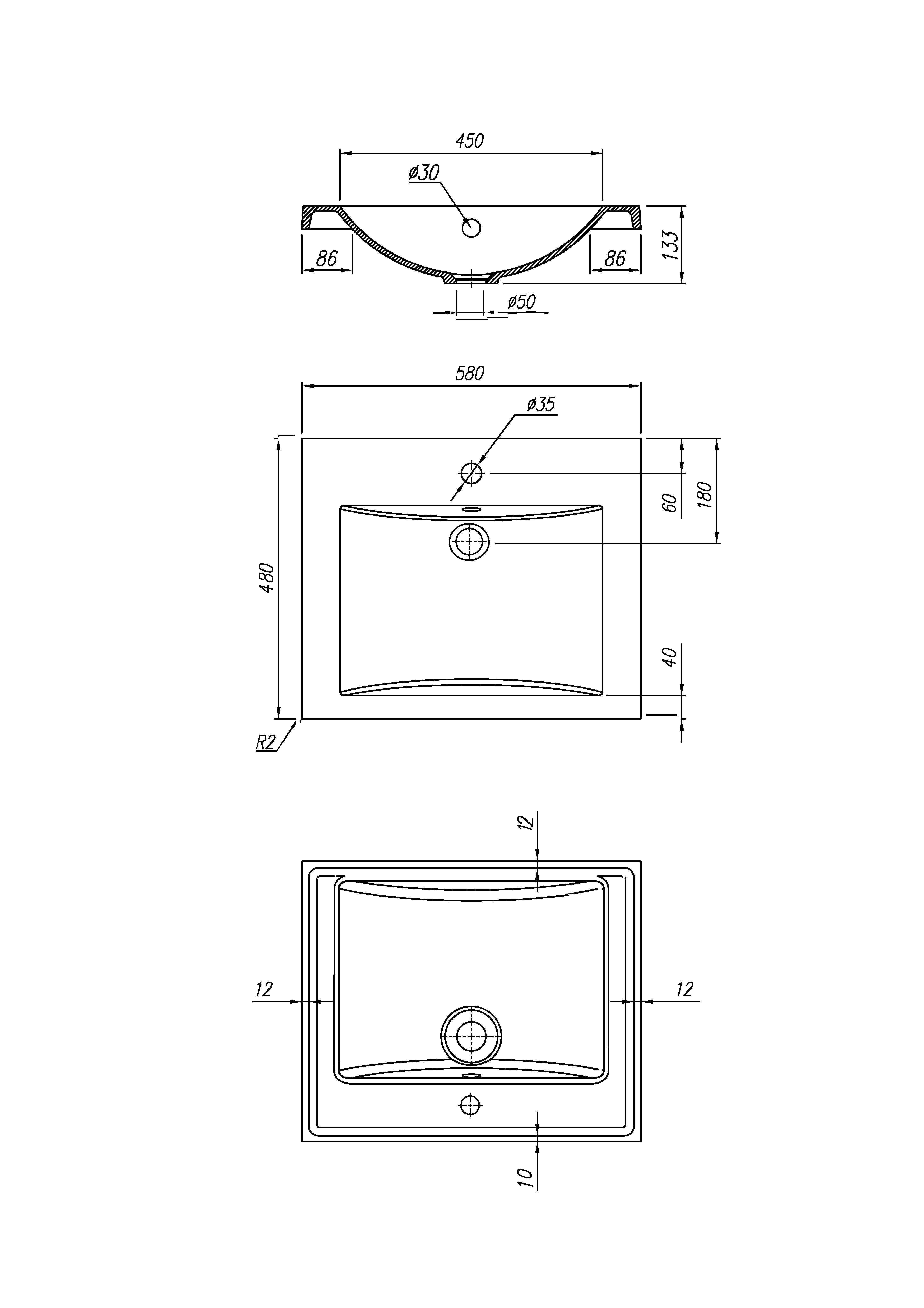 Изображение товара Раковина мебельная Florentina Анита 580 48x11.80 см цвет белый