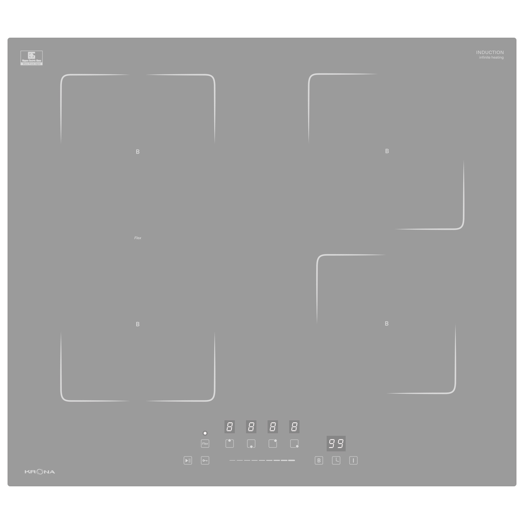 Изображение товара Индукционная варочная панель Krona MYSTERIUM max ih 60 GR 59 см 4 конфорки графитовая стеклокерамик