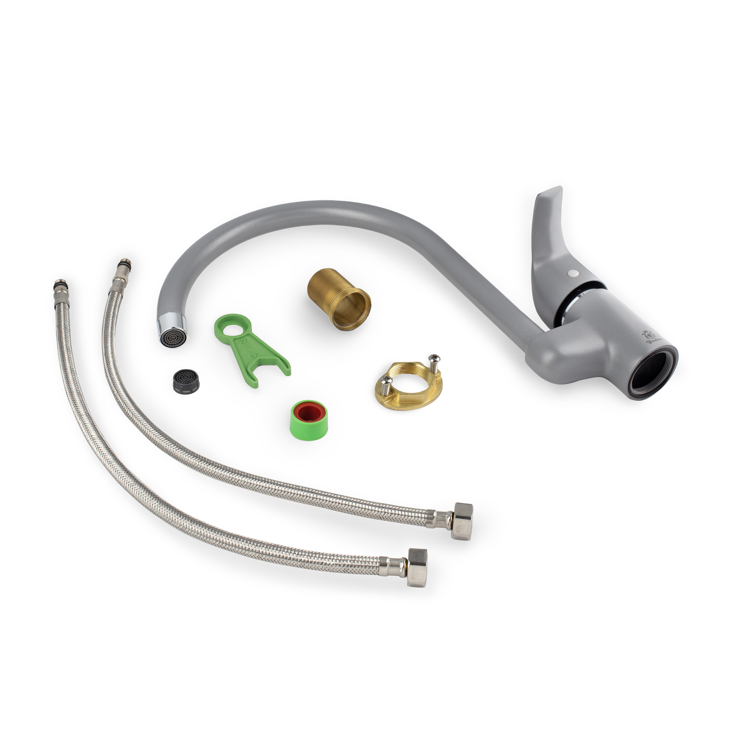 Изображение товара Diadonna D88-770102GY — поворотный излив 22.5 см, латунь, серо-белый