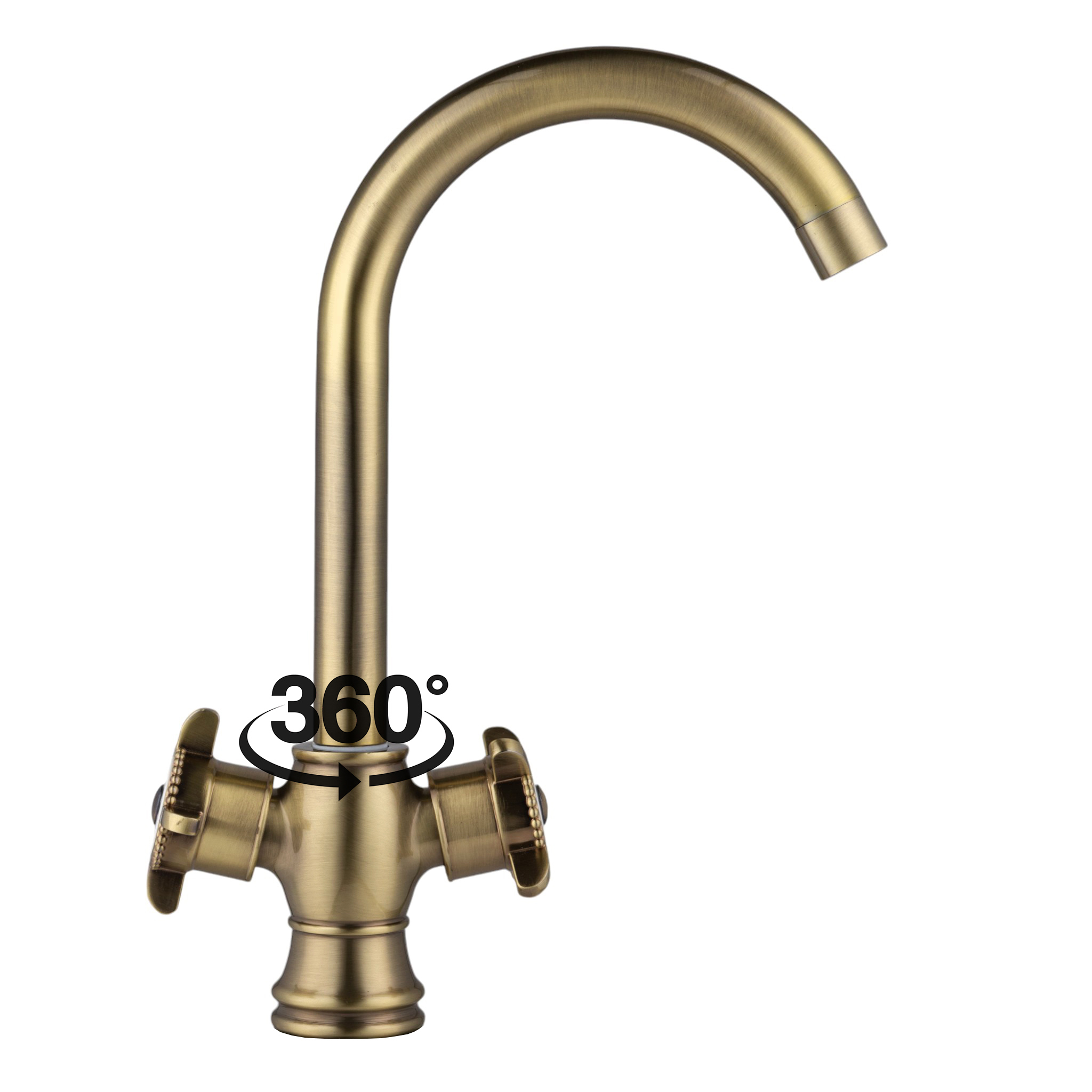Изображение товара Смеситель POTATO P41325-2 поворотный излив 23 см бронза