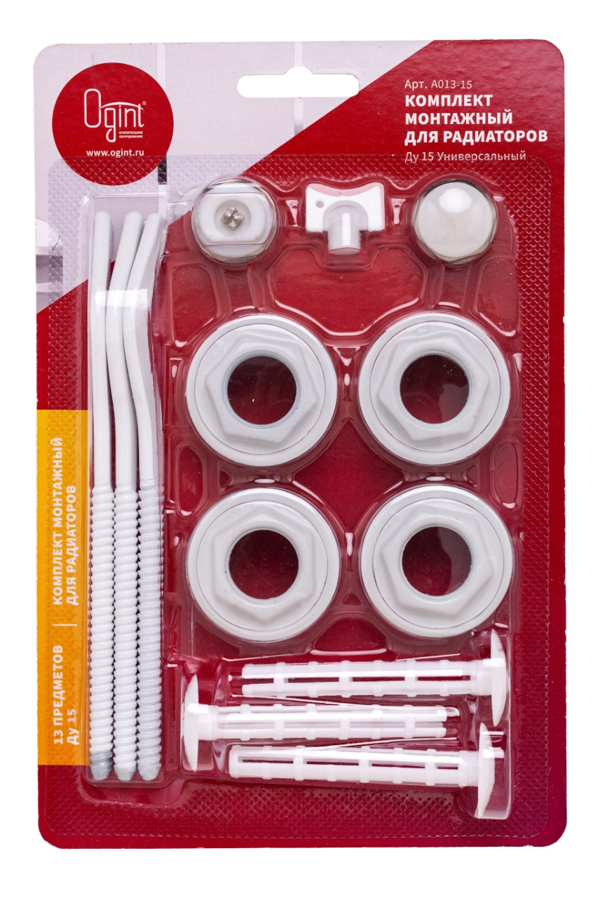Изображение товара Монтажный комплект для радиатора Ogint 1/2 латунь белый 13 шт