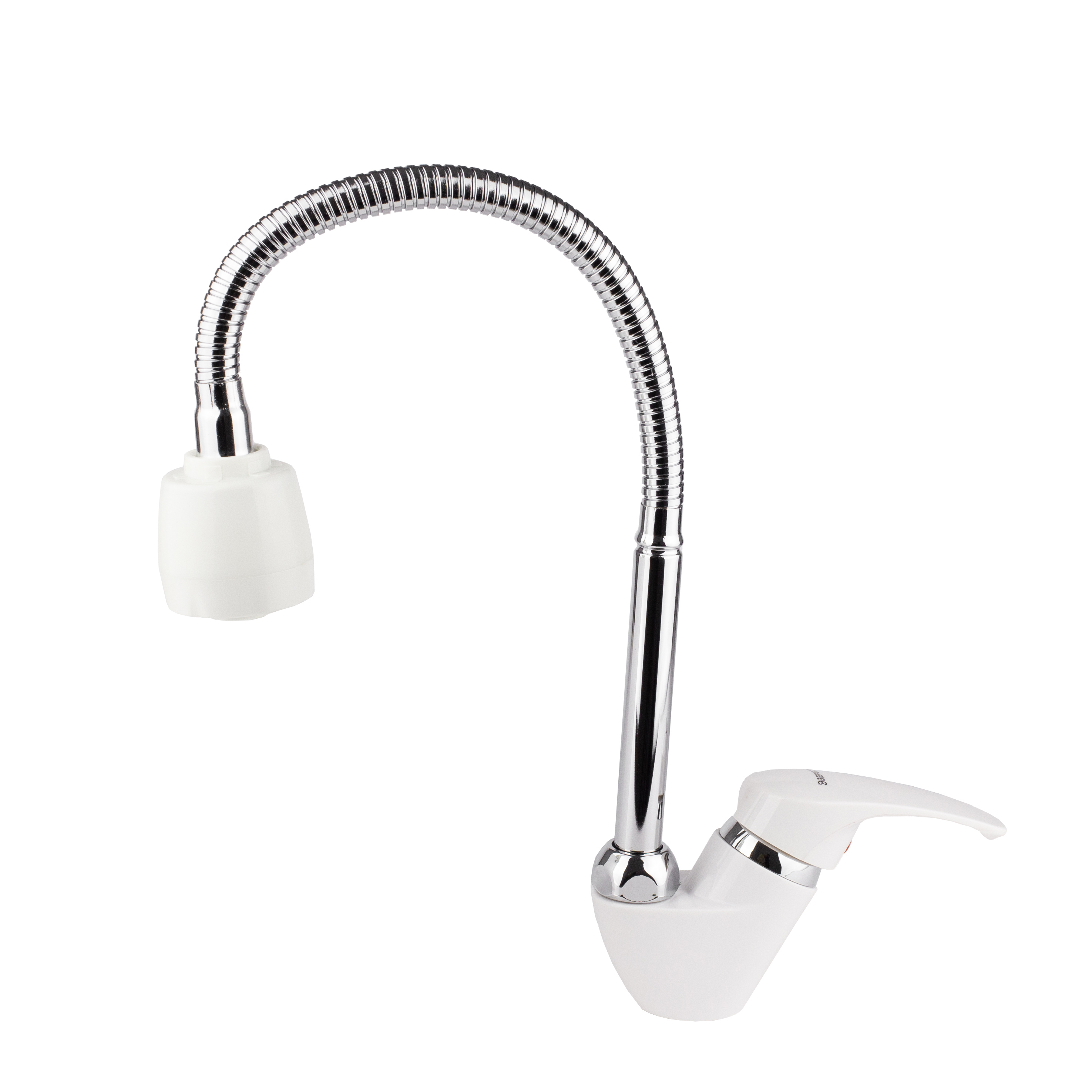 Изображение товара Смеситель для кухни Эверест B58-033 поворотный излив 21 см цвет белый