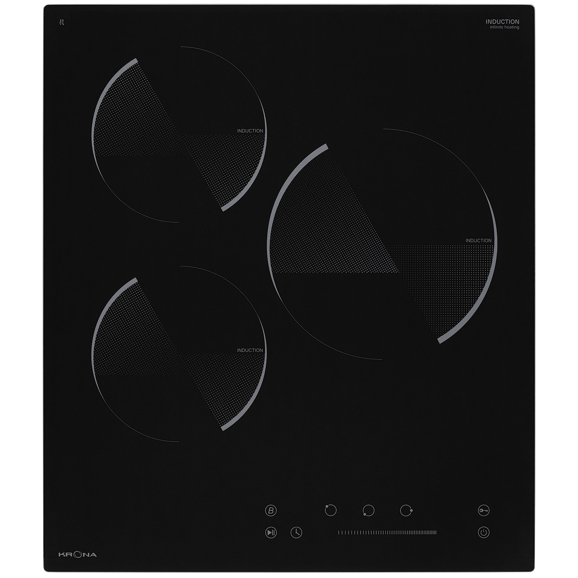 Изображение товара Индукционная варочная панель Krona OMBRA 45 BL 3 конфорки черная стильная компактная