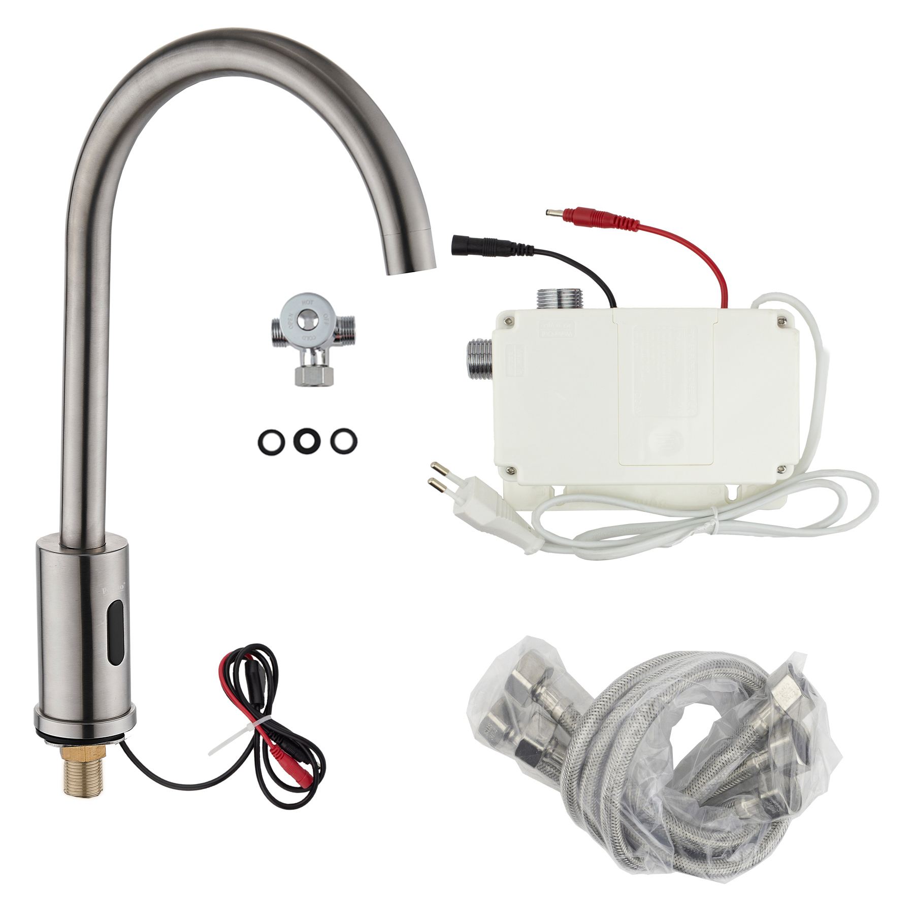 Изображение товара Смеситель для раковины Potato P0080S сенсорный высокий излив цвет сатин