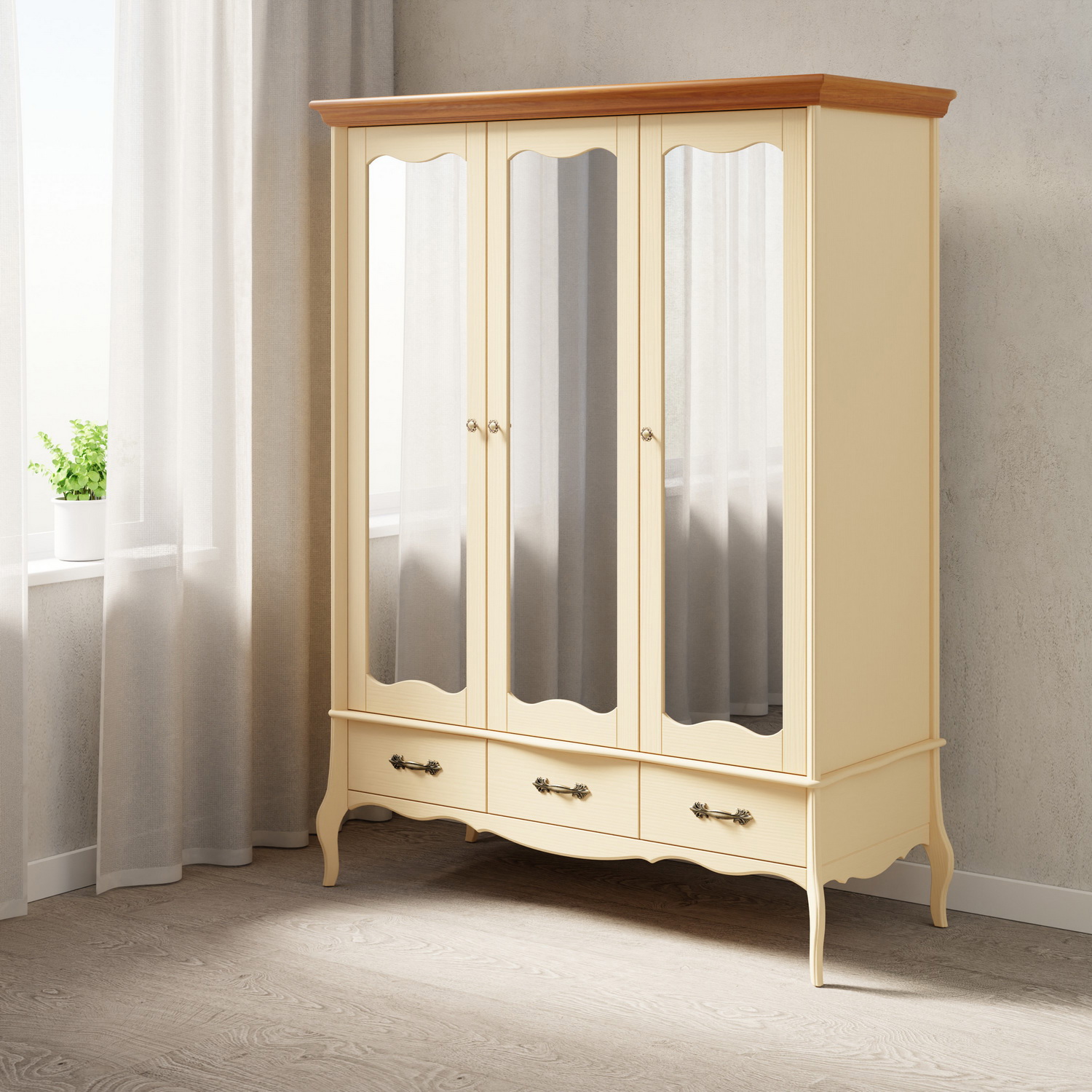 Изображение товара Шкаф распашной Дом мебели из сосны 158x210x67 см Серия Лебо Бежевый