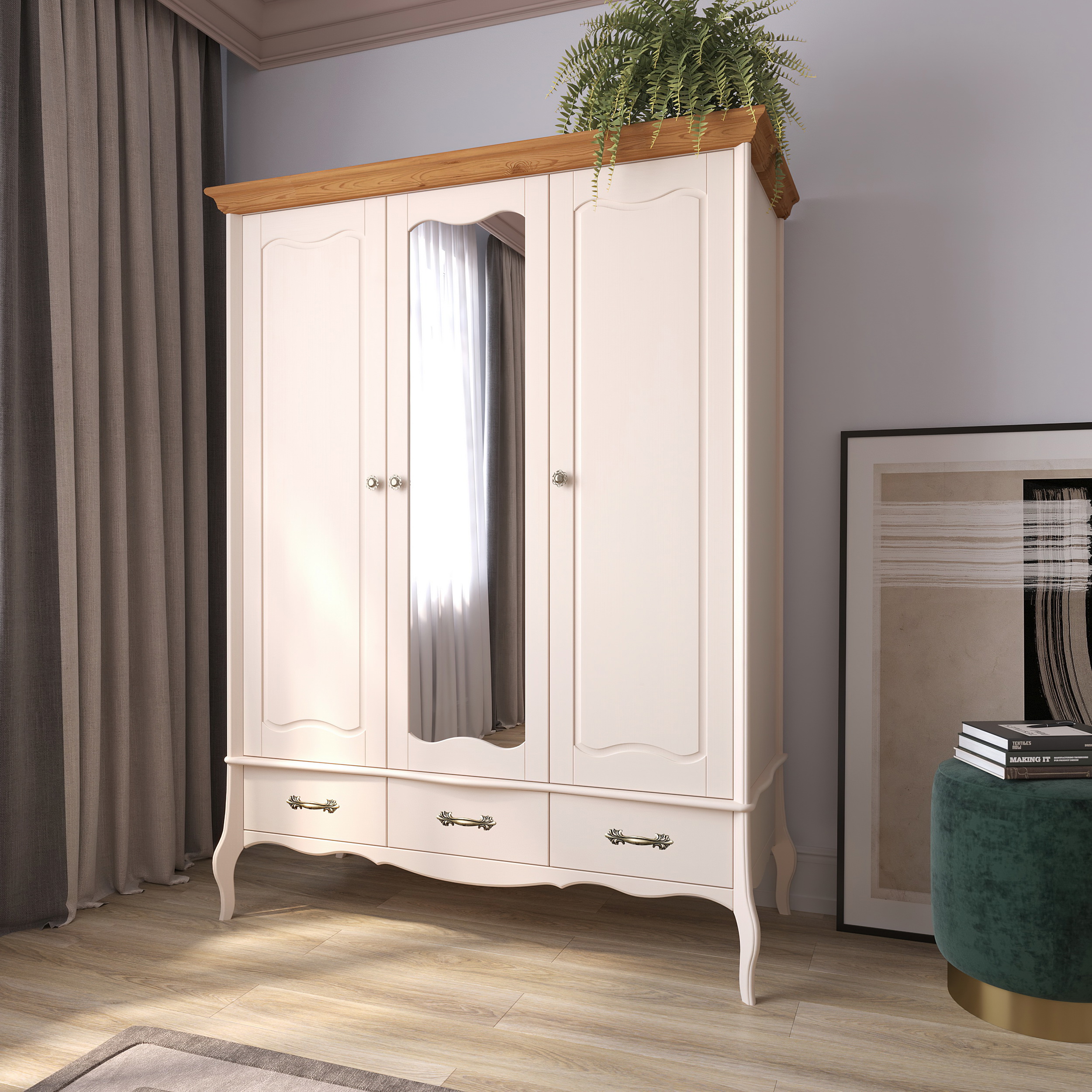 Изображение товара Шкаф распашной ДОМ МЕБЕЛИ ИЗ СОСНЫ с зеркалом 158x210 см