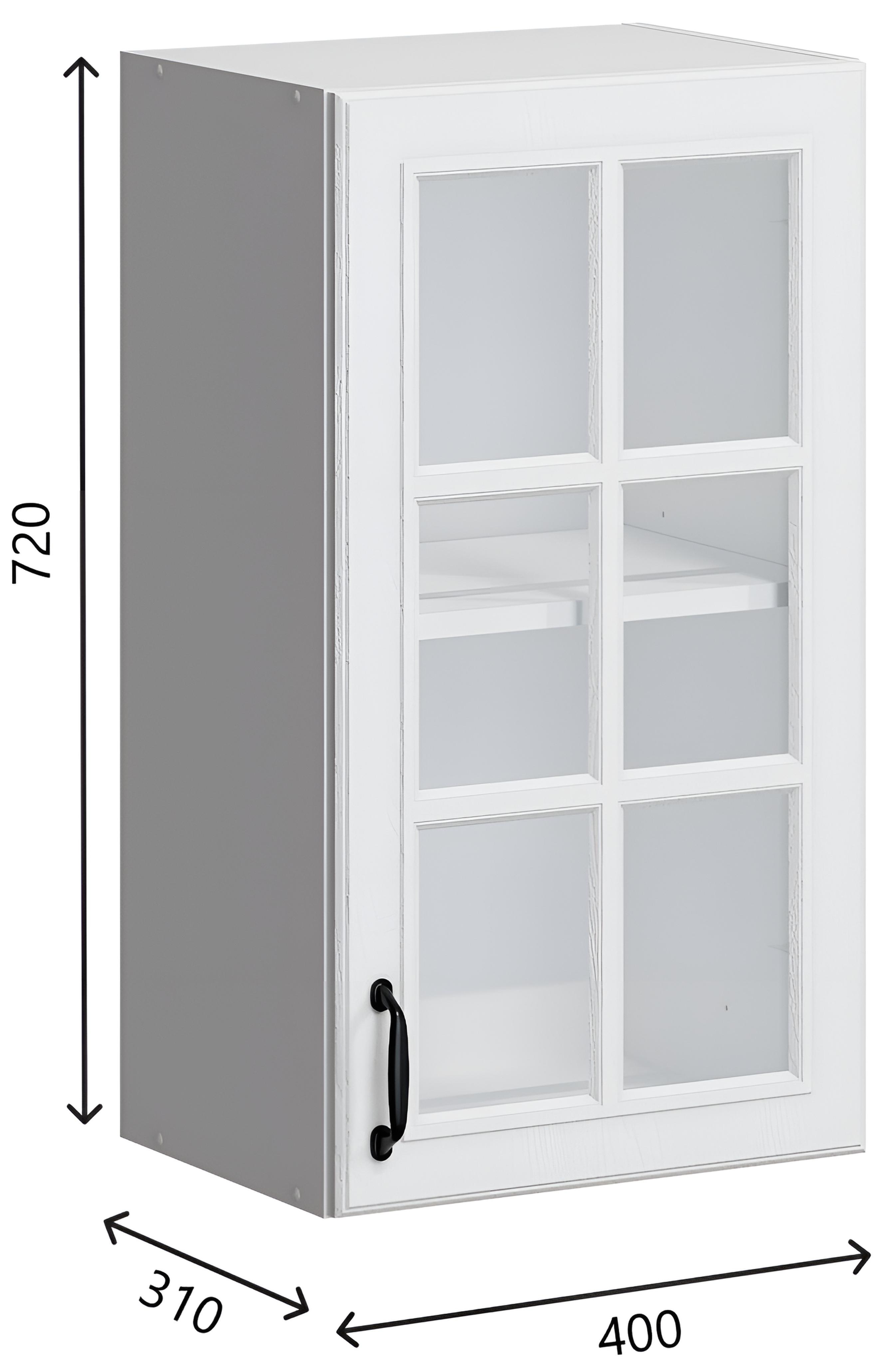 Изображение товара Навесной шкаф Romeo Bvmebel со стеклом 40x72x31 см МДФ белый дуб