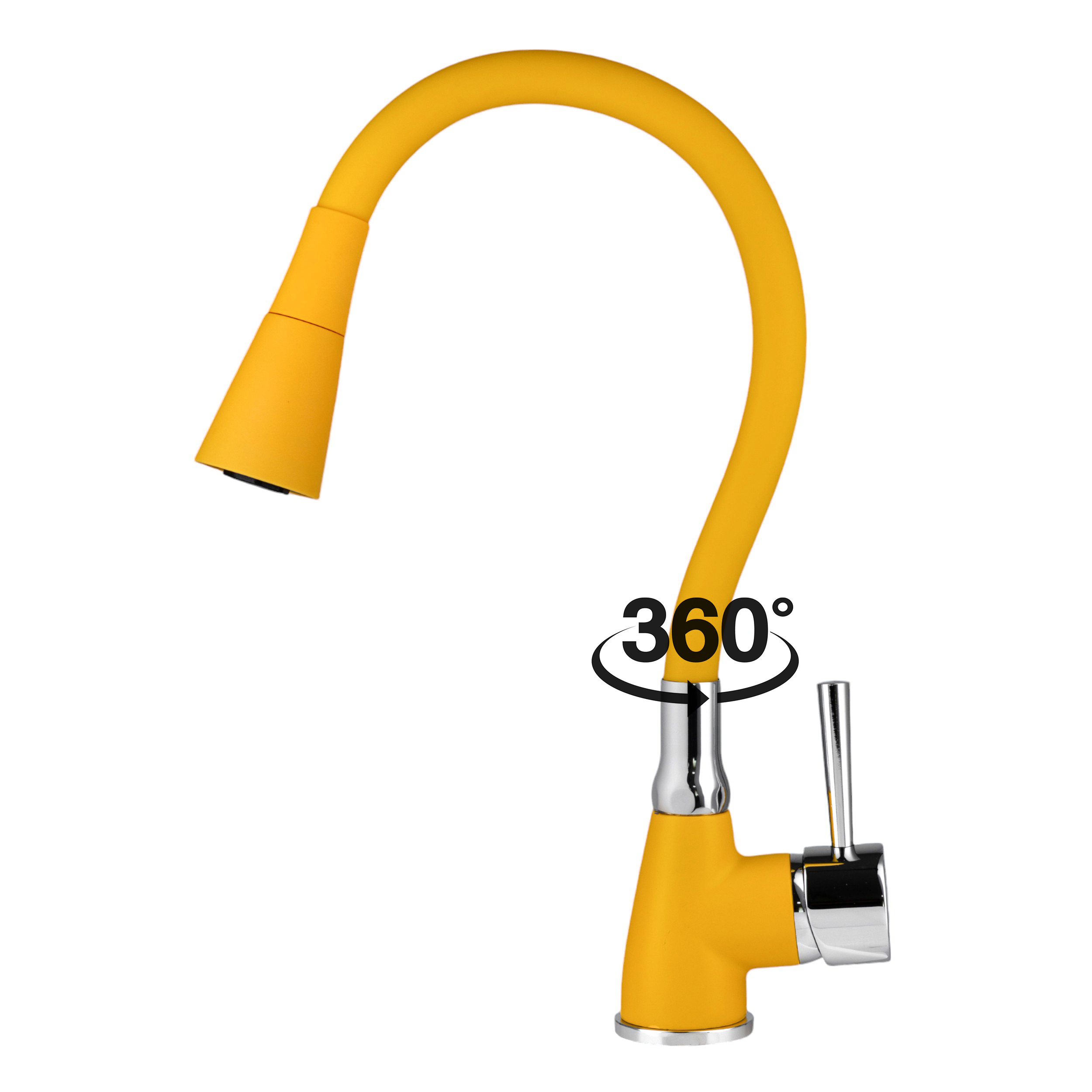 Изображение товара Смеситель для кухни Potato P36284-10 гибкий излив оранжевый хром 14 см