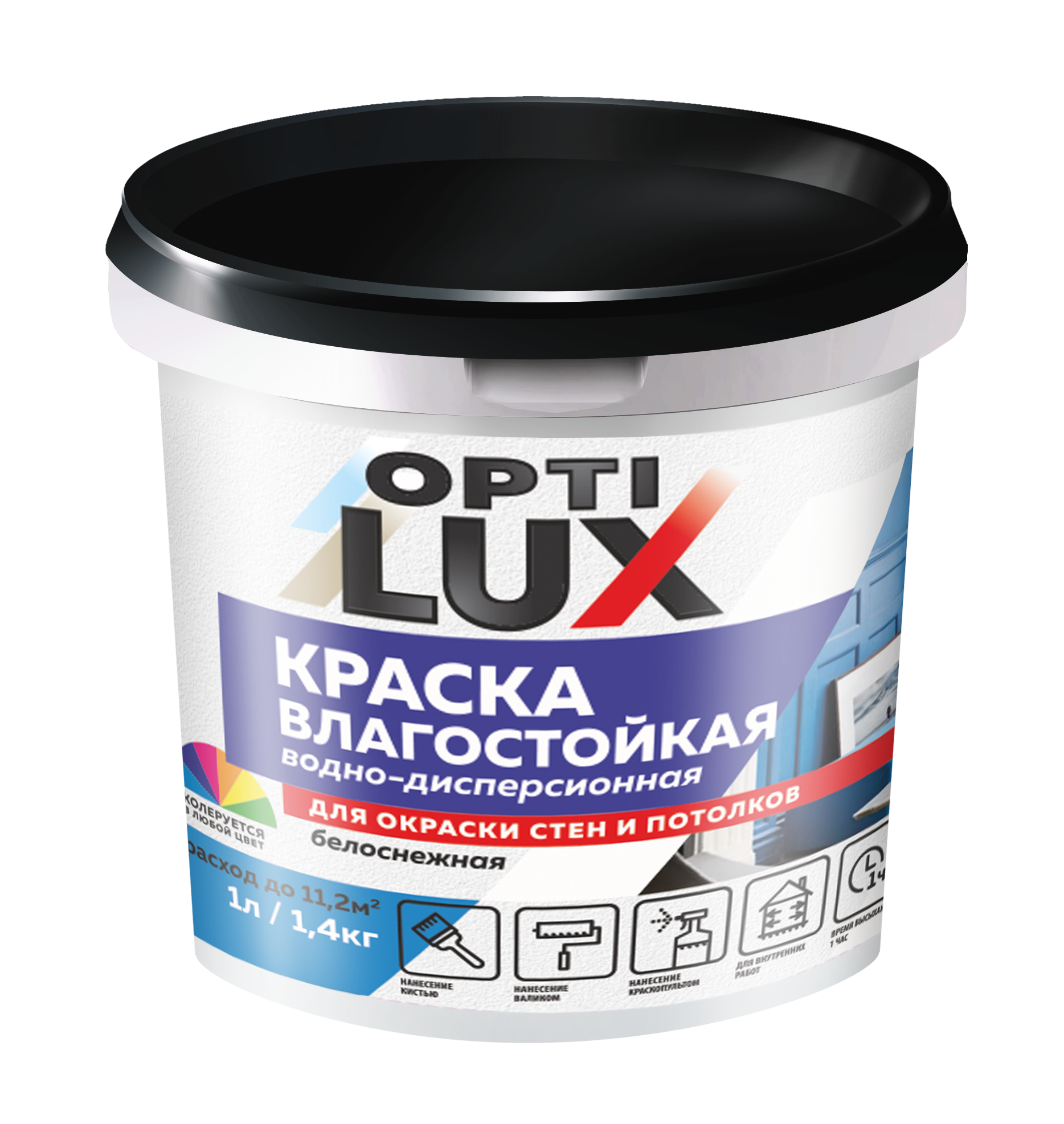 Изображение товара Влагостойкая белая краска OPTILUX 02227 для внутренних помещений