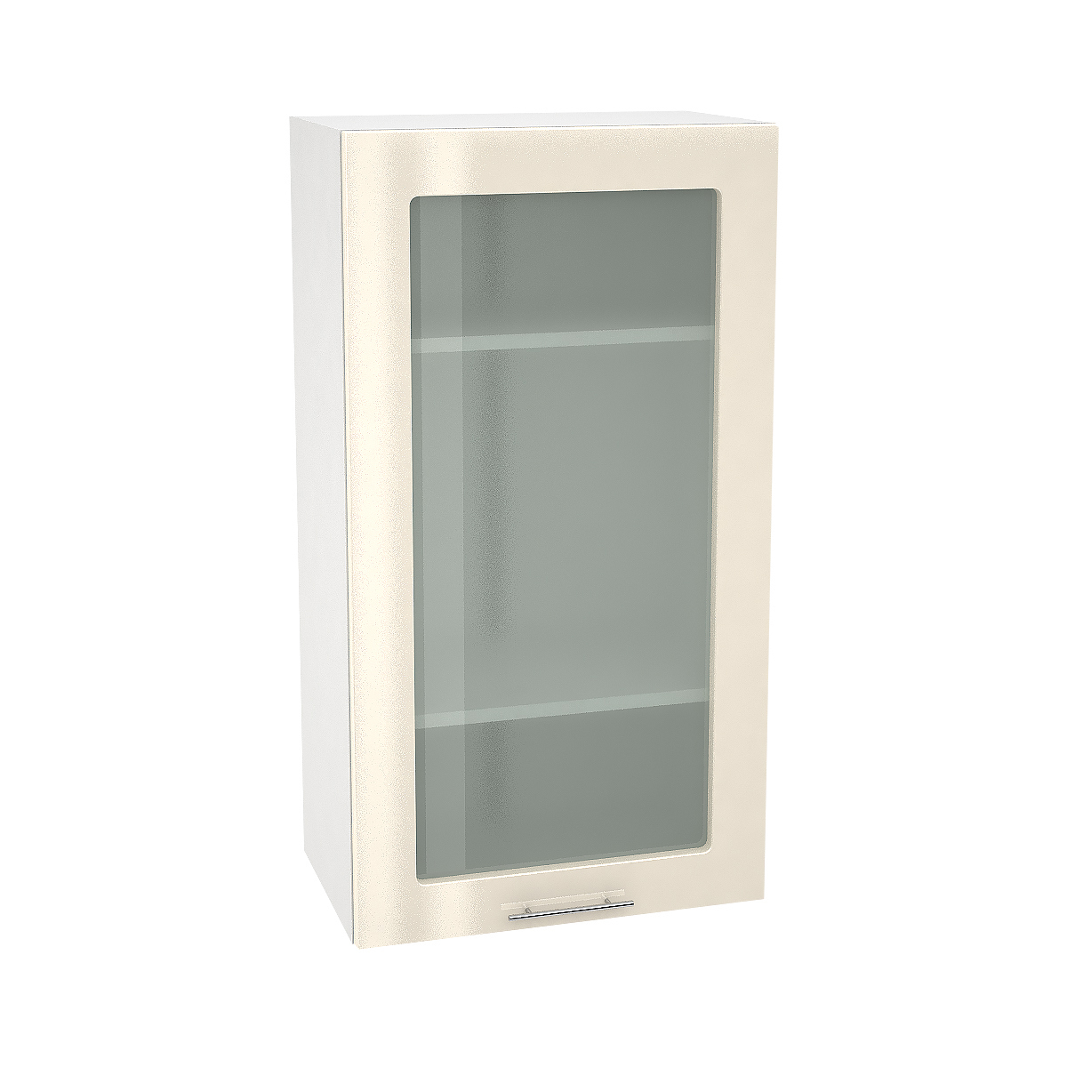 Изображение товара Навесной шкаф высокий Василиса со стеклом 50x92x31.80 см фасад ванильный МДФ каркас белый ЛДСП Kameol