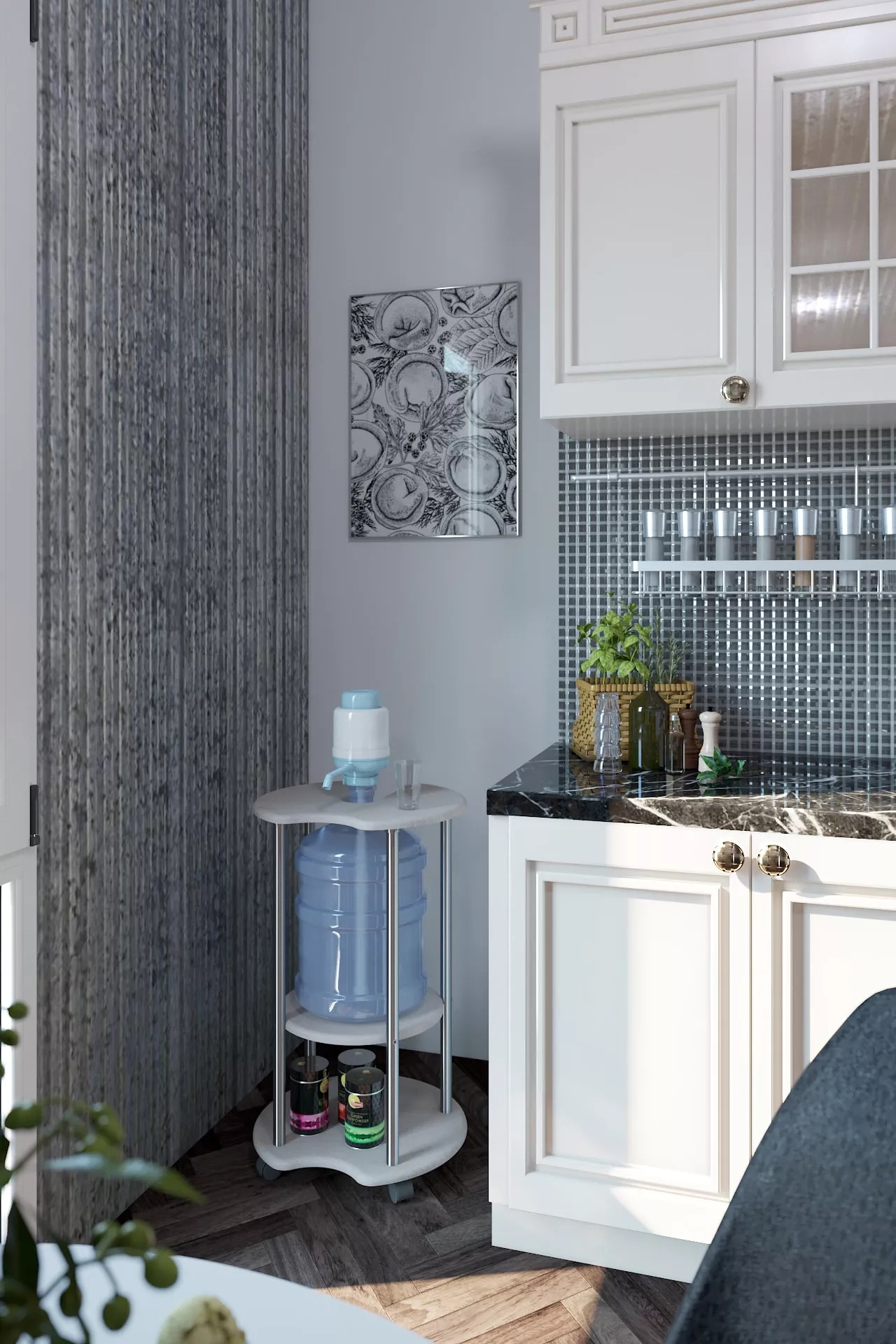 Изображение товара Подставка под бутыль Калифорния дуб беленый мобильная на колесах для воды