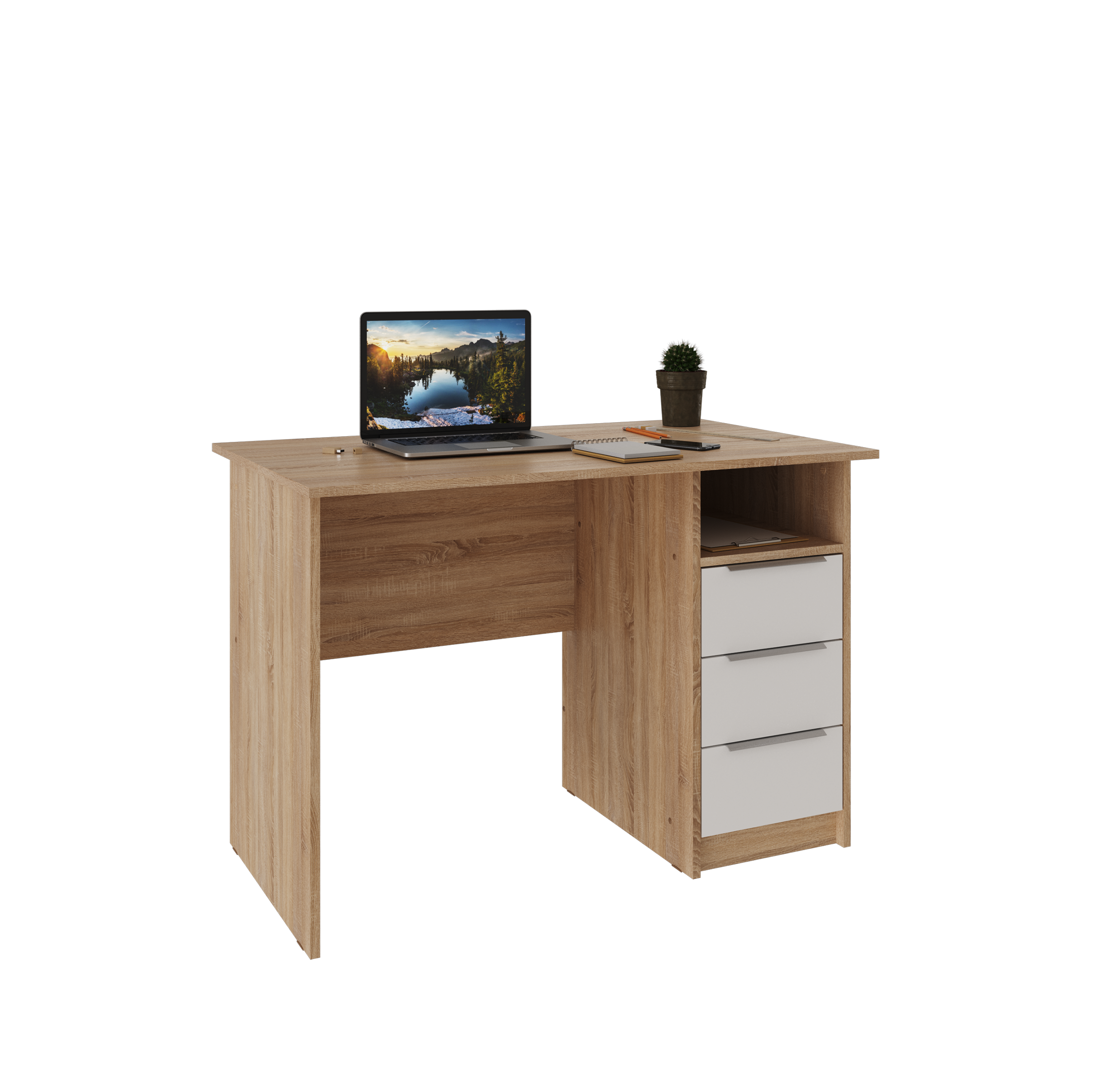 Изображение товара Стол Атмосфера Нордик 110x76x65 см ЛДСП цвет белый, дуб сонома