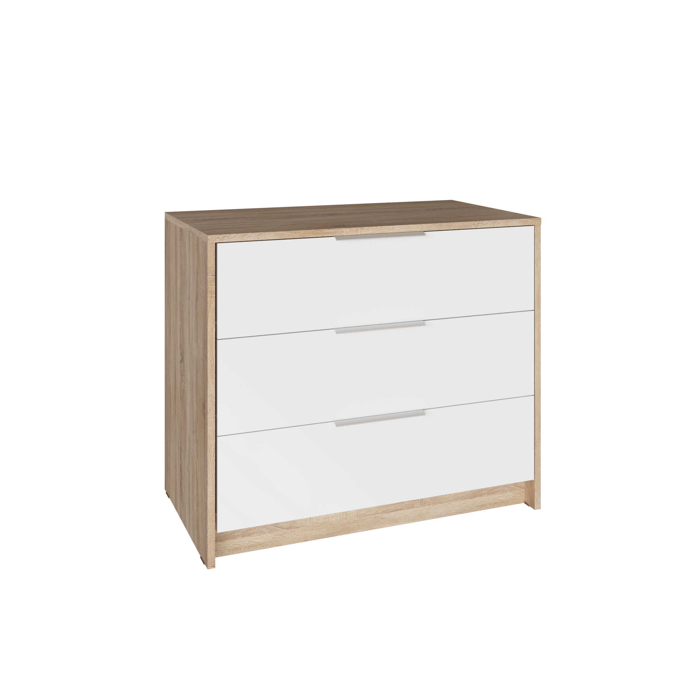 Изображение товара Комод Атмосфера Нордик 3 ящика 80.3x45x69 см ЛДСП цвет дуб сонома/белая аляска