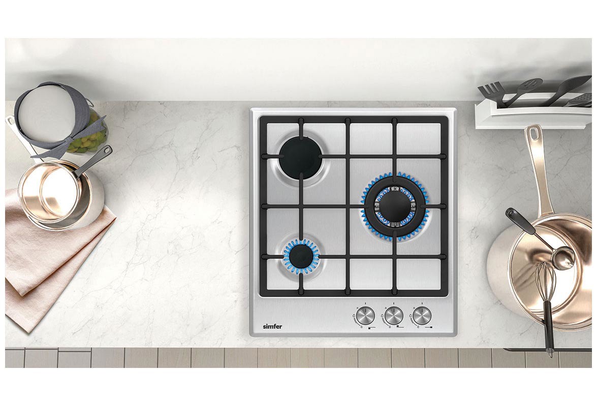 Изображение товара Газовая варочная панель Simfer H45V35M516 45 см 3 конфорки цвет нержавеющая сталь