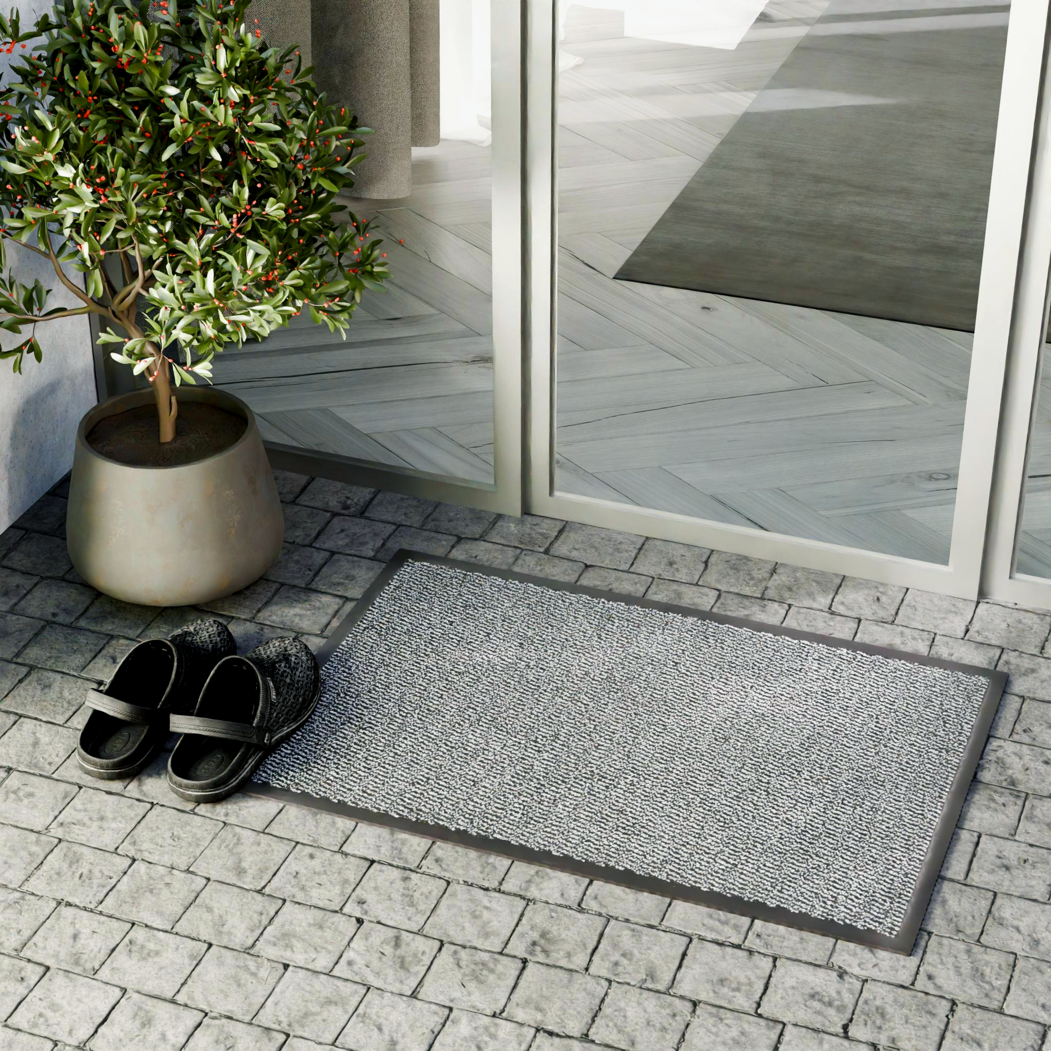 Изображение товара Коврик Step полипропилен 60x90 см серый грязезащитный для дома и улицы