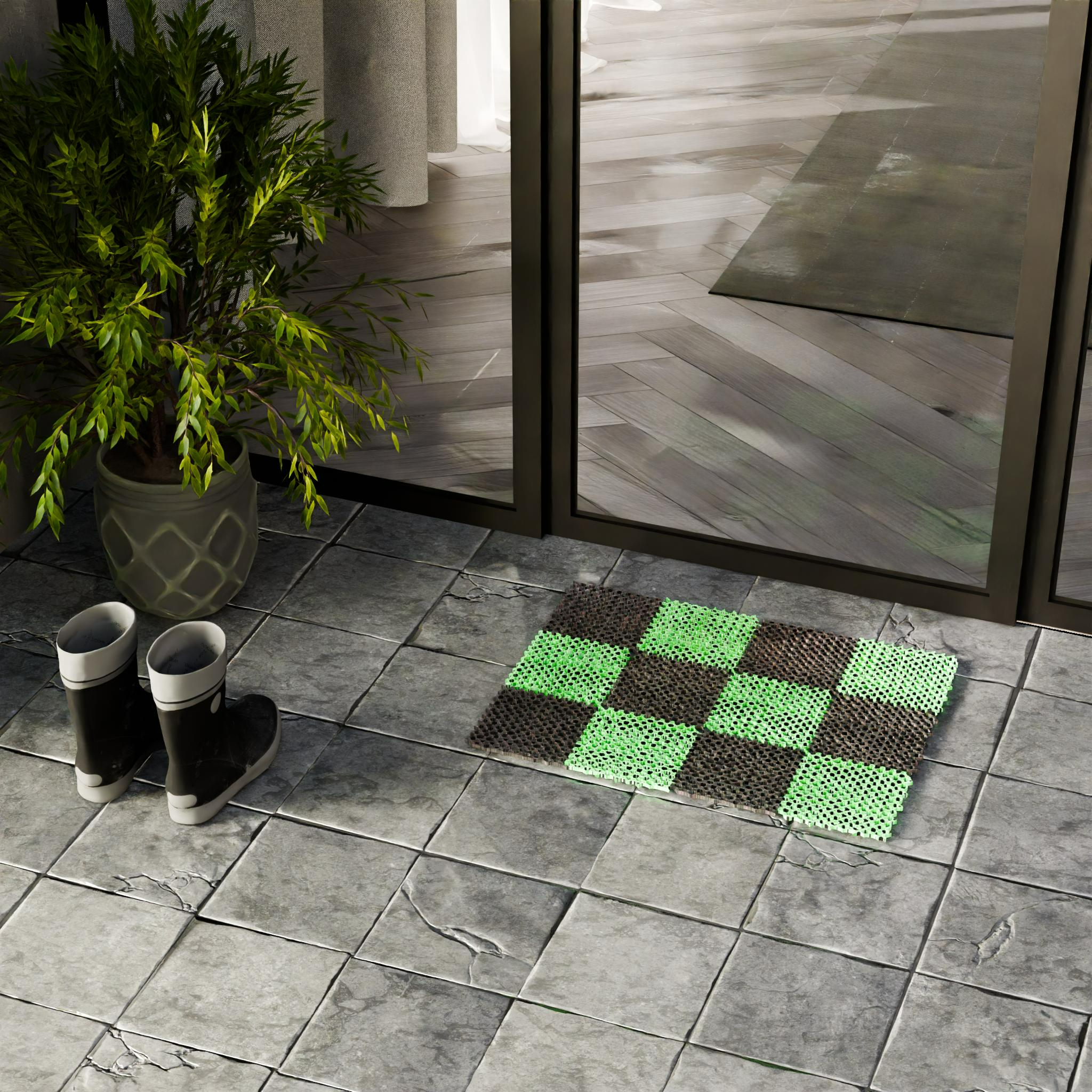 Изображение товара Коврик декоративный полиэтилен Травка 42x56 см цвет черно-зеленый