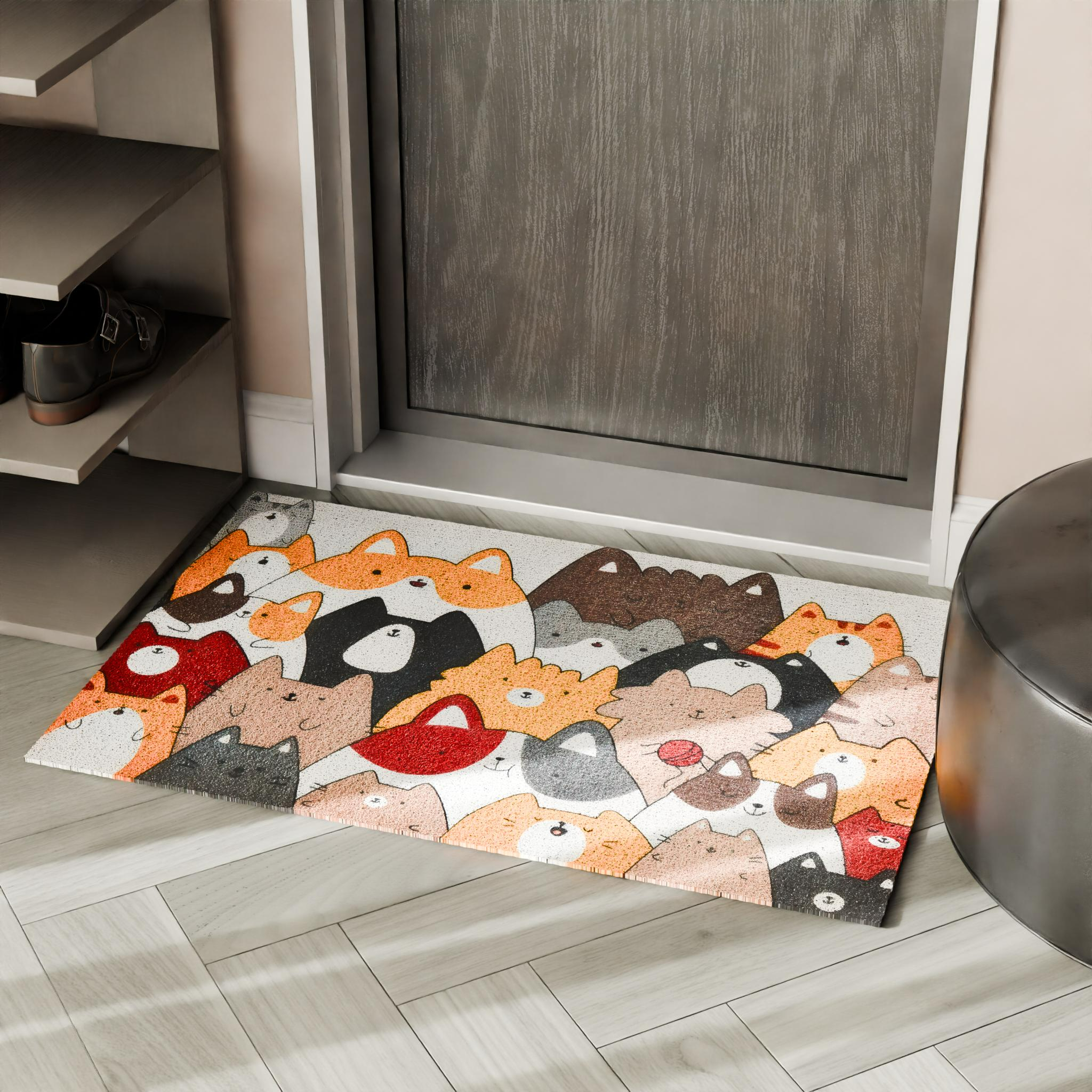 Изображение товара Коврик вырезной ПВХ Котики 60x90 см разноцветный грязезащитный