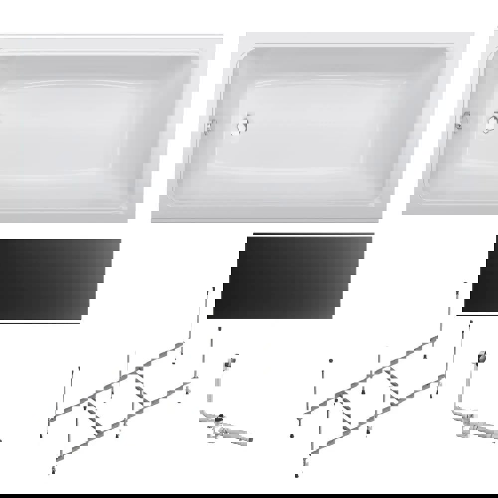 Изображение товара Ванна прямоугольная AM.PM Gem W90A-170-070W-ARPOflB акриловая 170x70см, каркас, черная фронтальная панель и слив-перелив черный