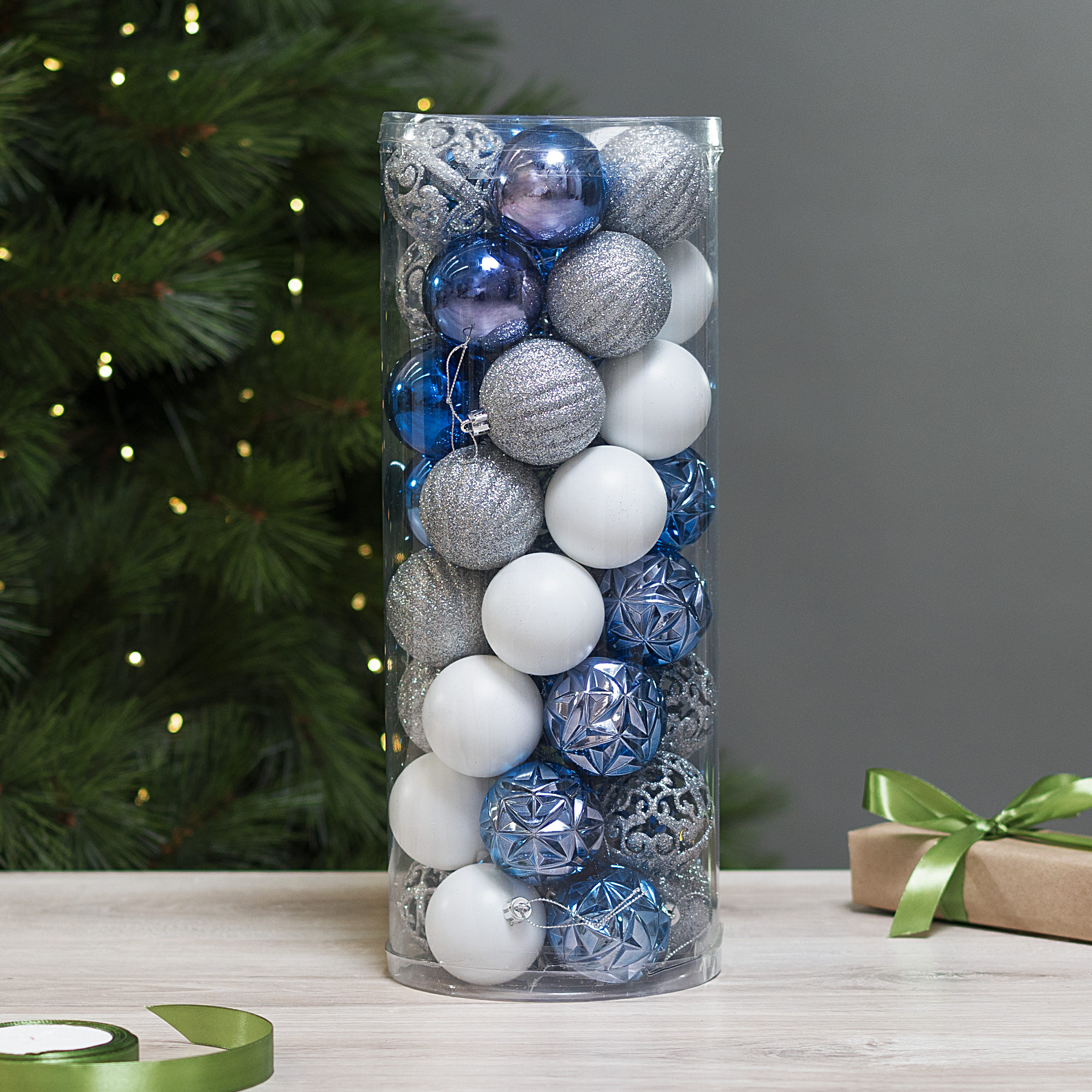 Изображение товара Набор ёлочных шаров 6 см цвет синий, 40 шт. новогодний