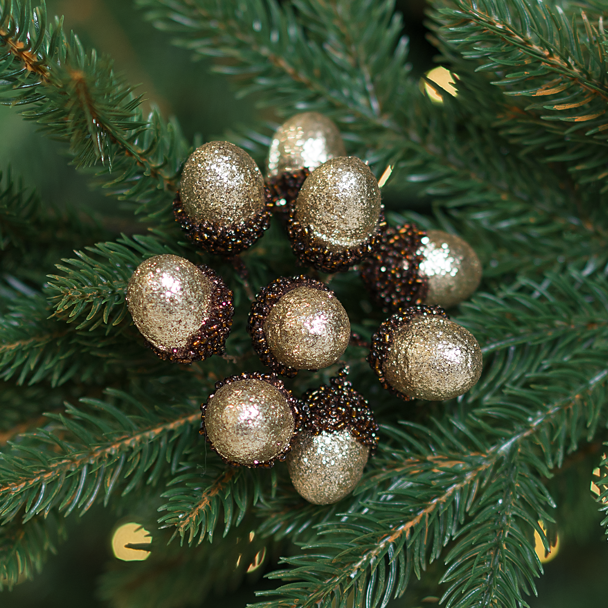 Изображение товара Новогоднее украшение Ветка Гроздь 12.5x10 см желтый декоративный элемент Интерьера