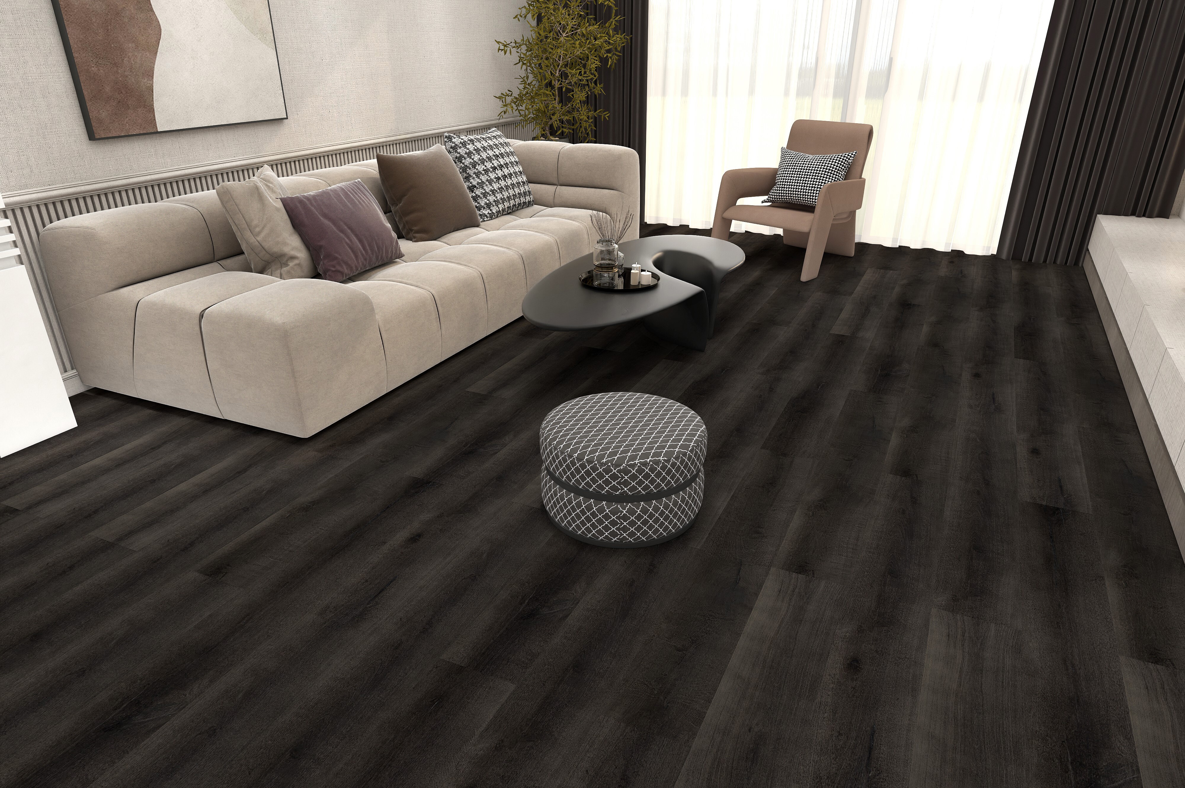 Изображение товара SPC плитка Richfloor Capital Дуб Оникс 43 класс влагостойкая 4 мм