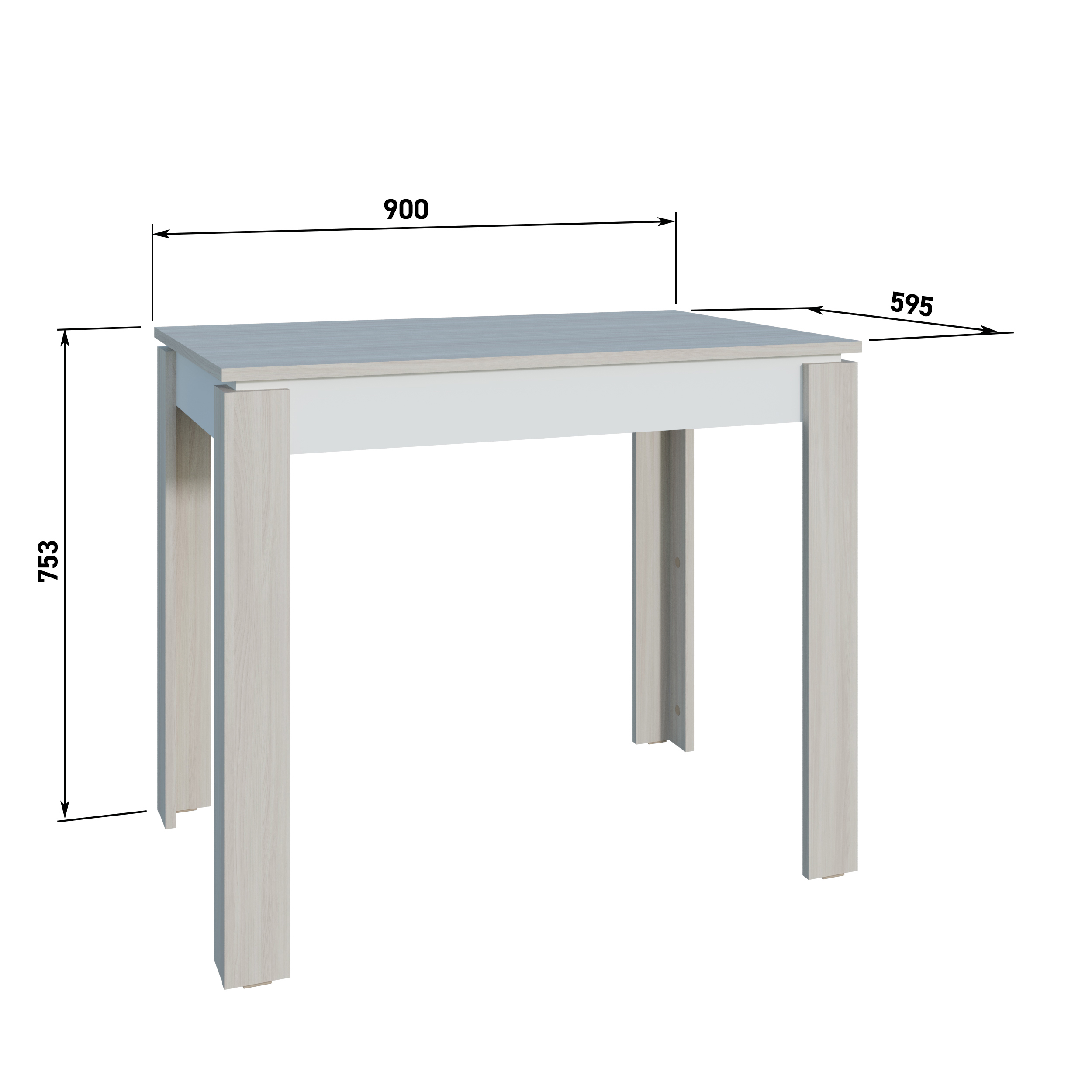 Изображение товара Кухонный стол прямоугольный Атмосфера Стол обеденный 90x90 см лдсп цвет яснь шимо светлый, белый