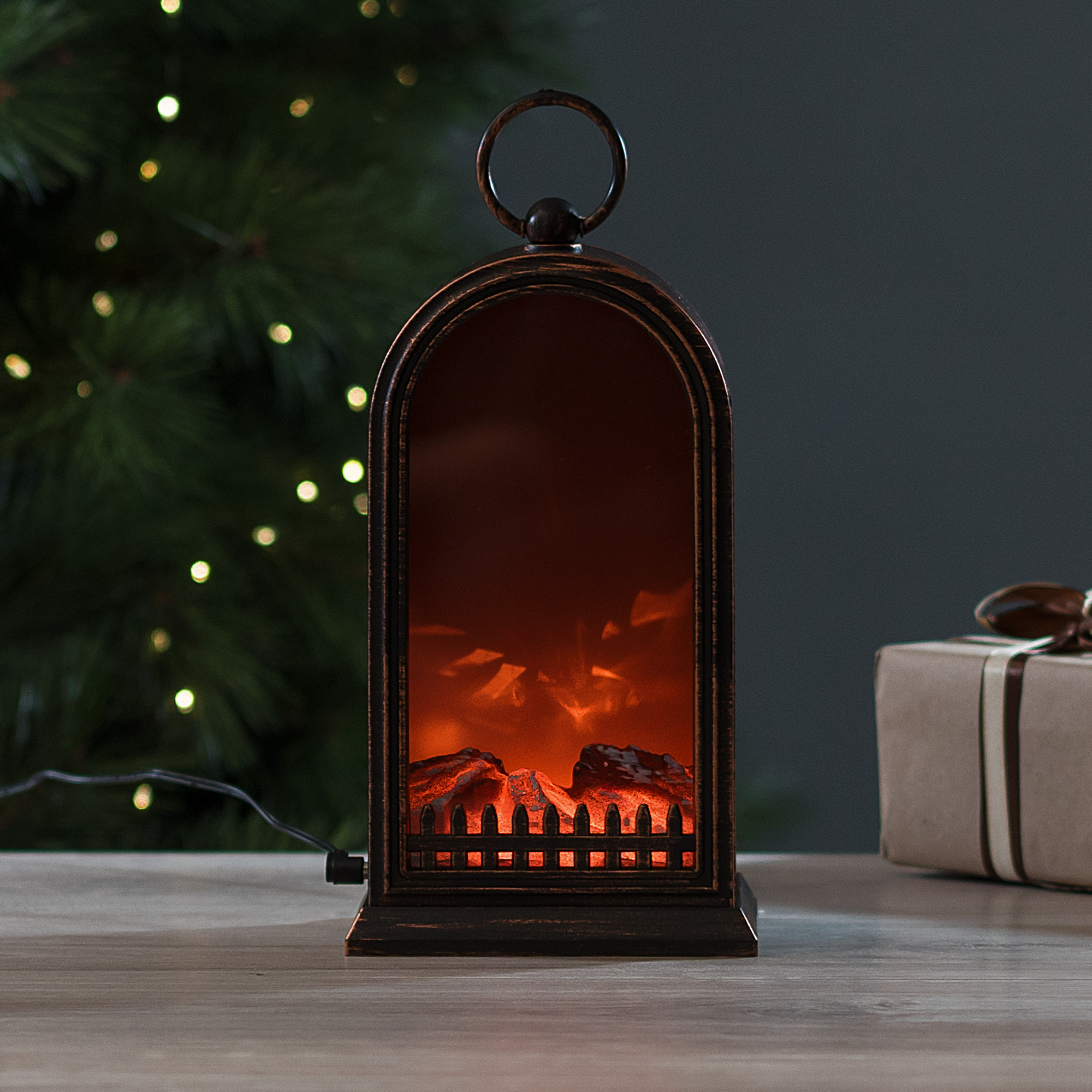 Изображение товара Декоративный светильник Аркан с подсветкой камин разноцветный 27x15 см