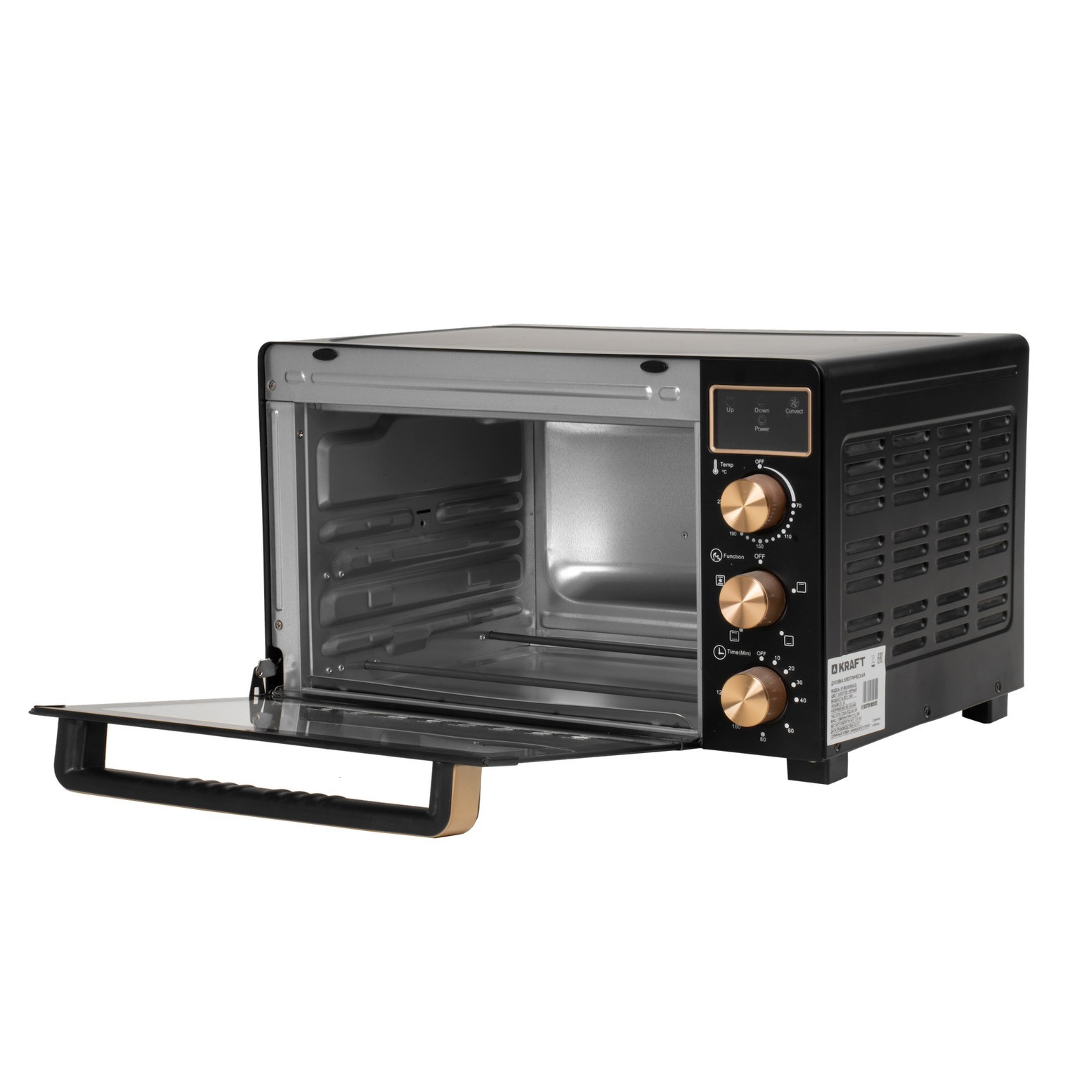 Изображение товара Электропечь Kraft 1500 Вт 35 л черная с конвекцией таймером