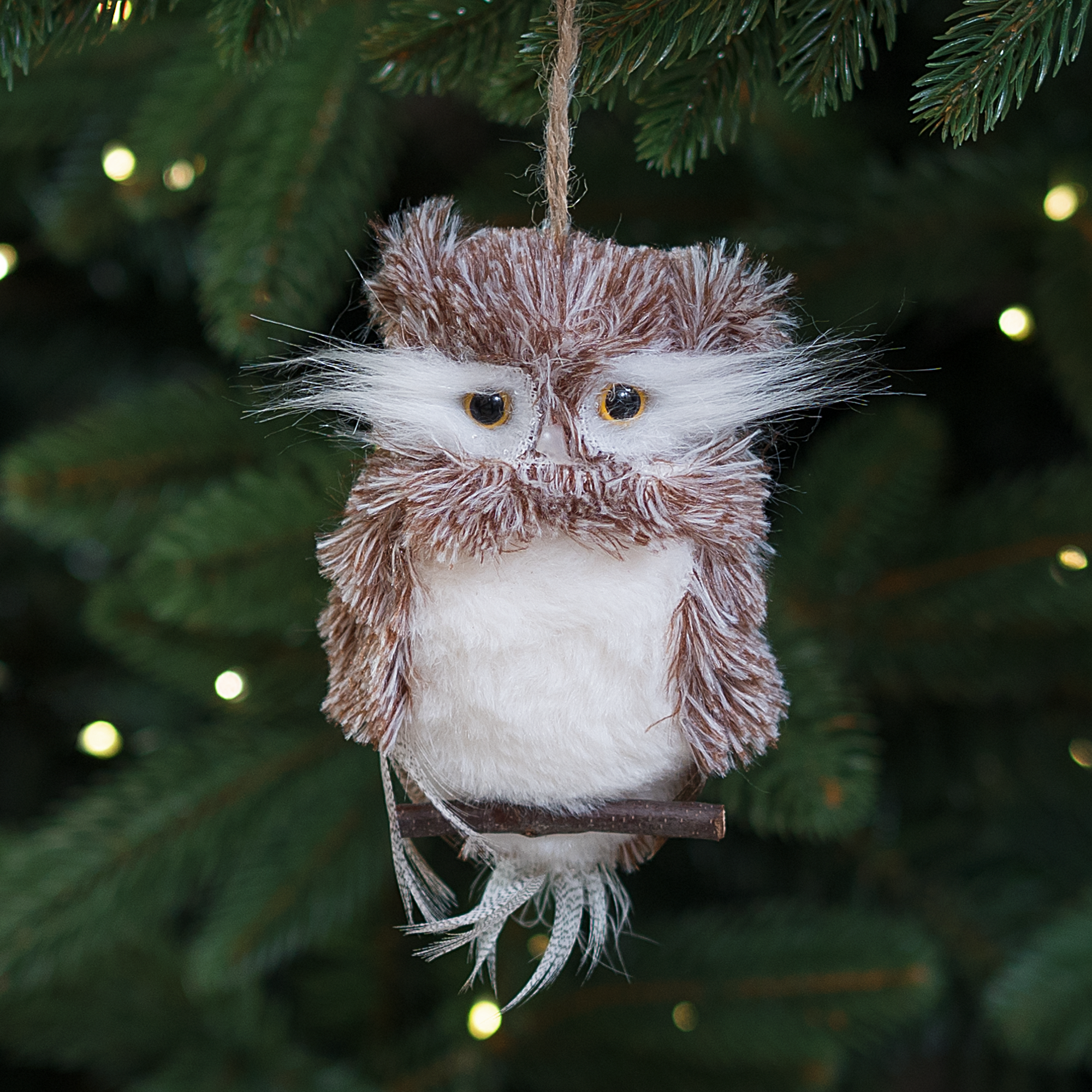 Изображение товара Декоративное подвесное украшение Совушка 15x8.5 см коричневое для елки и интерьера