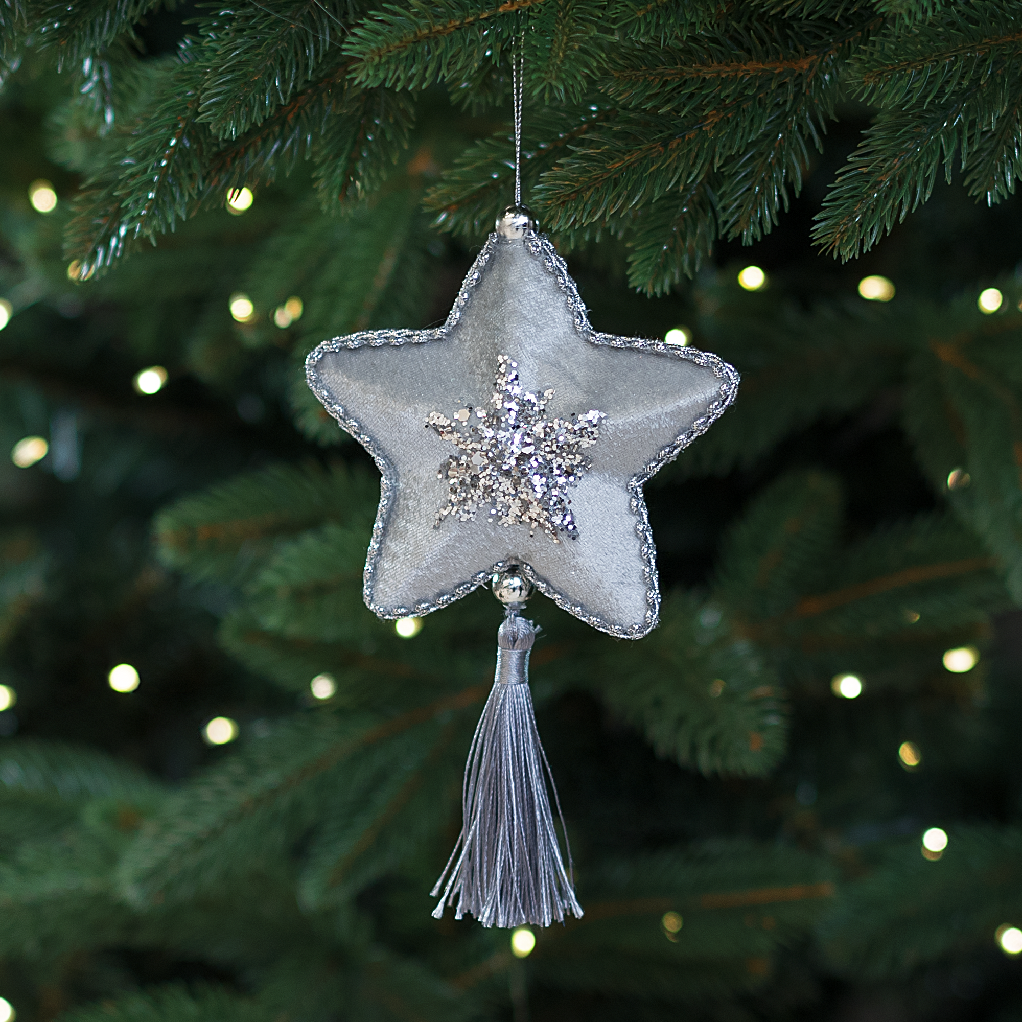 Изображение товара Украшение декоративное подвесное Звезда 19x11.5 см серебристый