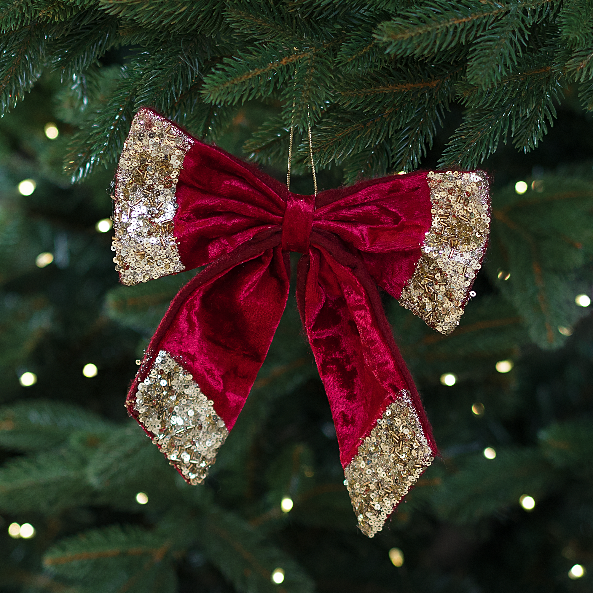 Изображение товара Декоративный бант для елки и интерьера красный 22x20 см